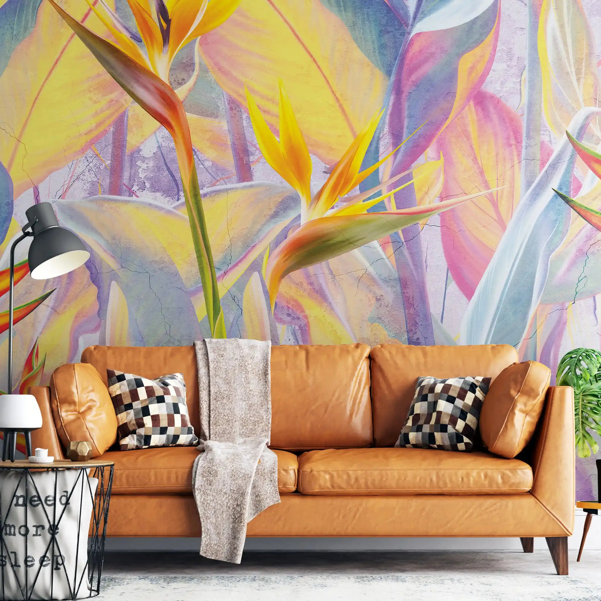 3006-A / Peel and Stick Botanical Wallpaper - Bird of Paradise Design, Easy Install Wall Mural - Artevella