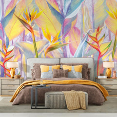 3006-A / Peel and Stick Botanical Wallpaper - Bird of Paradise Design, Easy Install Wall Mural - Artevella