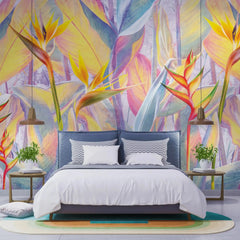 3006-A / Peel and Stick Botanical Wallpaper - Bird of Paradise Design, Easy Install Wall Mural - Artevella