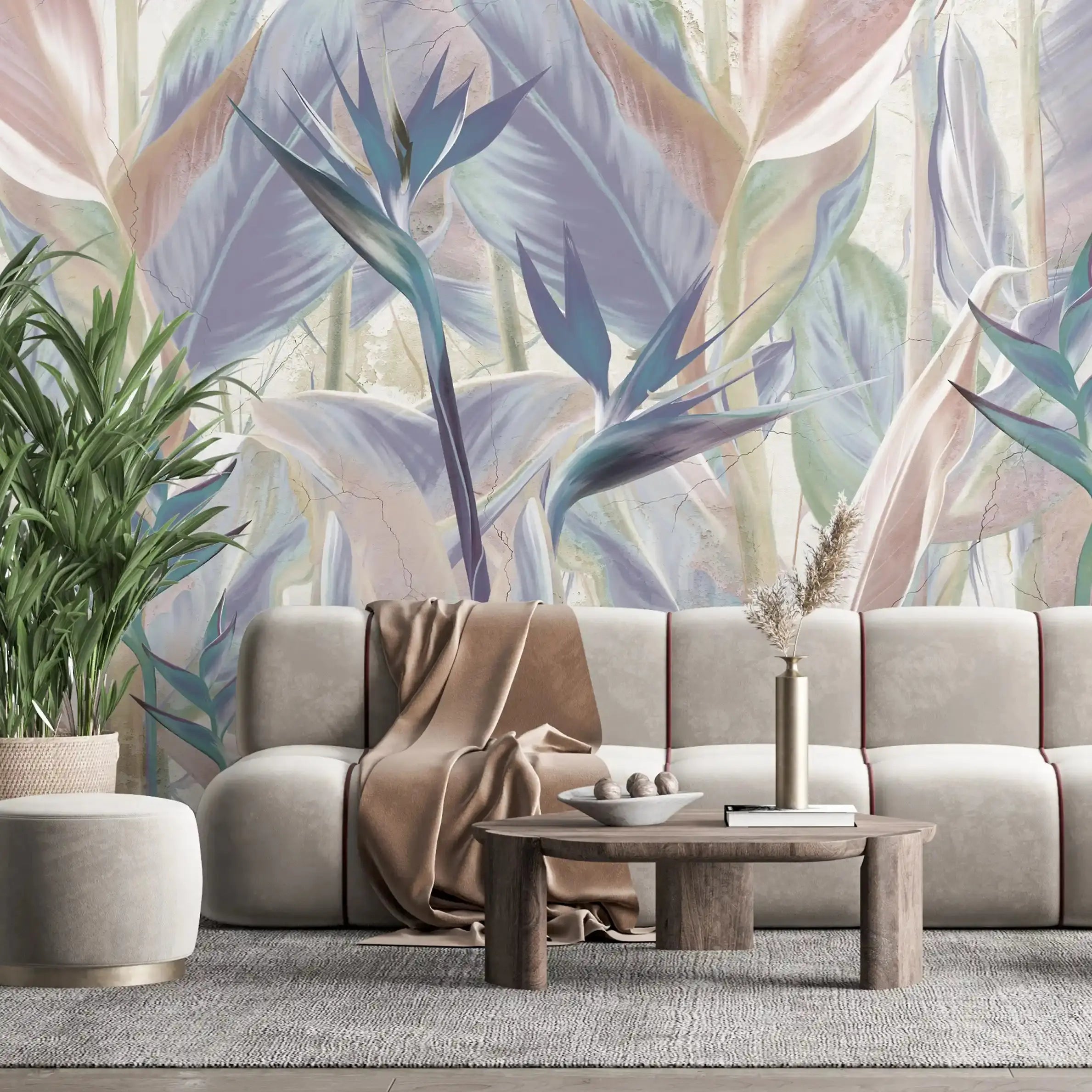 3006-B / Peel and Stick Botanical Wallpaper - Bird of Paradise Design, Easy Install Wall Mural - Artevella