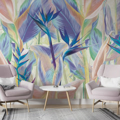 3006-C / Peel and Stick Botanical Wallpaper - Bird of Paradise Design, Easy Install Wall Mural - Artevella