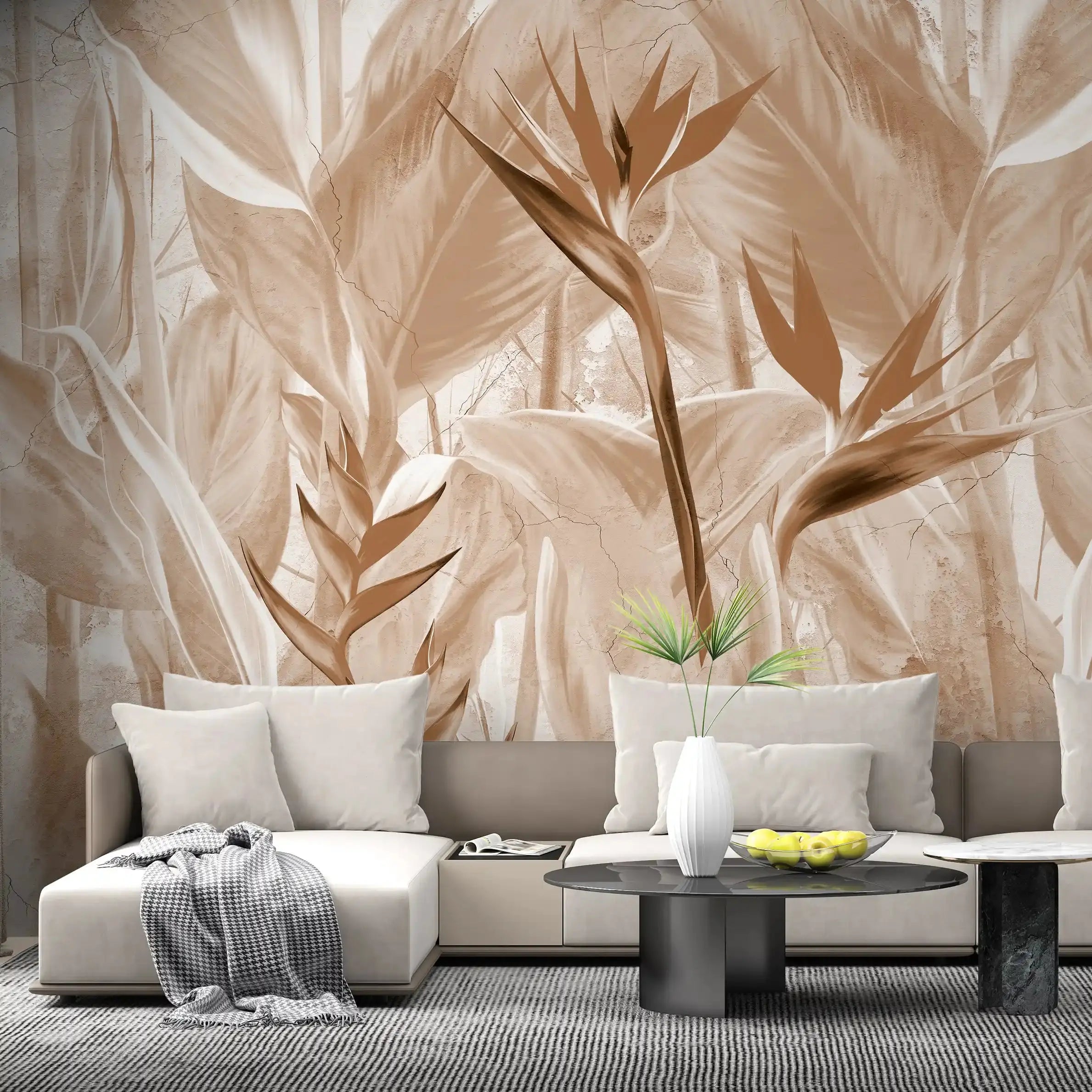 3006-D / Peel and Stick Botanical Wallpaper - Bird of Paradise Design, Easy Install Wall Mural - Artevella