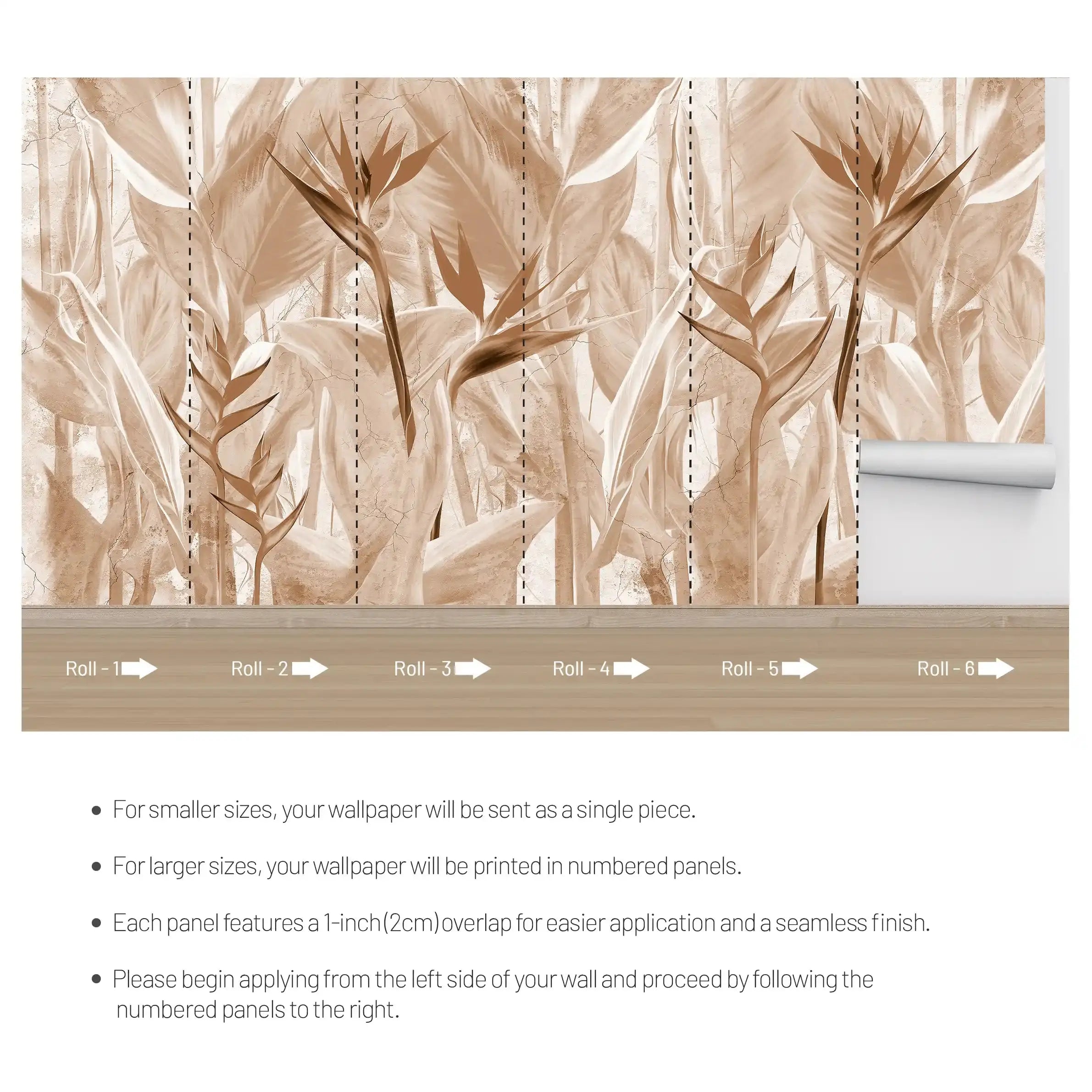 3006-D / Peel and Stick Botanical Wallpaper - Bird of Paradise Design, Easy Install Wall Mural - Artevella