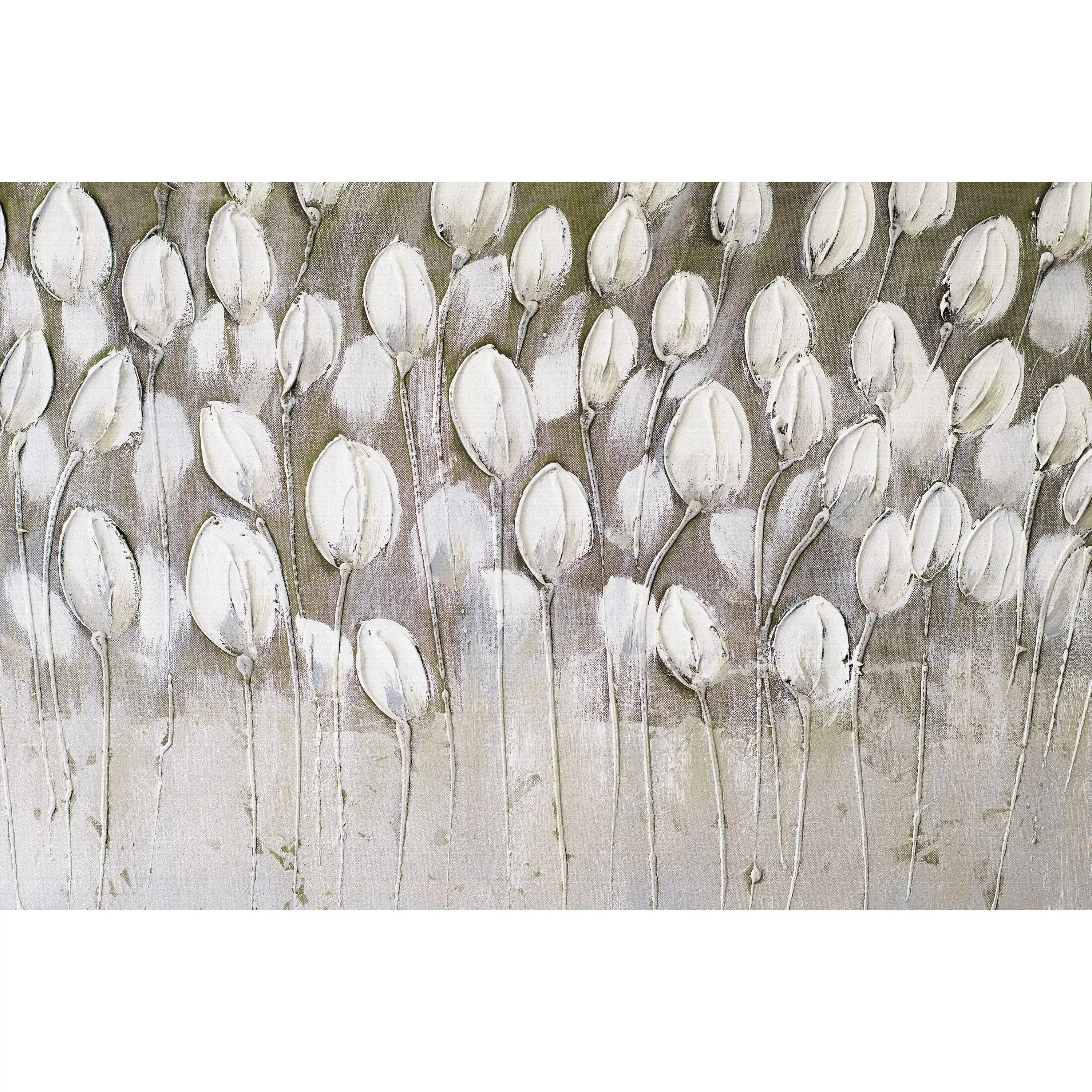 3008-B / Peel and Stick Wallpaper Floral: Silver and White Tulips Design, Perfect Wall Decor for Bathroom and Bedroom - Artevella