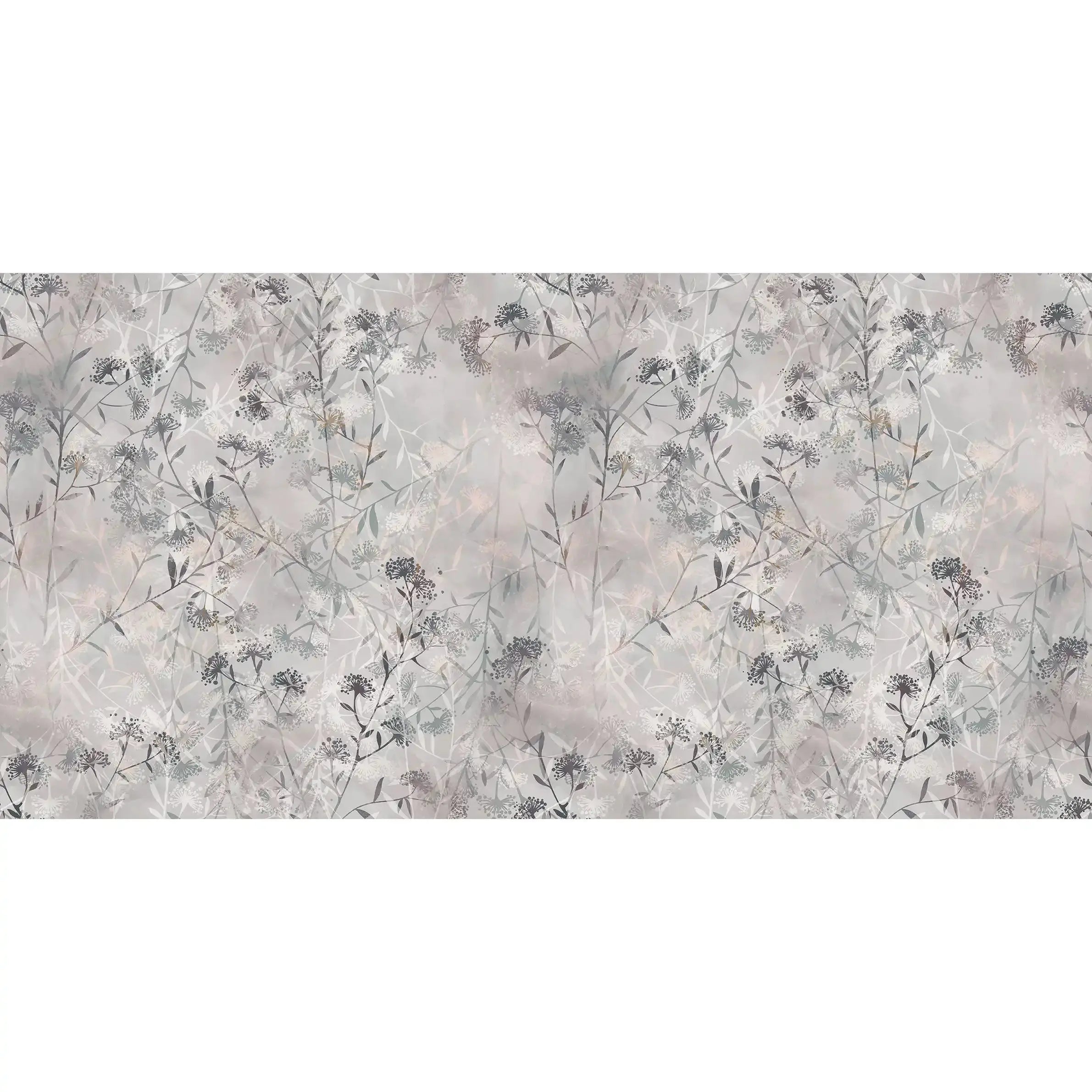 3009-D / Wild Floral Wall Mural - Grey Patterned Peel and Stick Wallpaper for Bedroom and Bathroom - Artevella