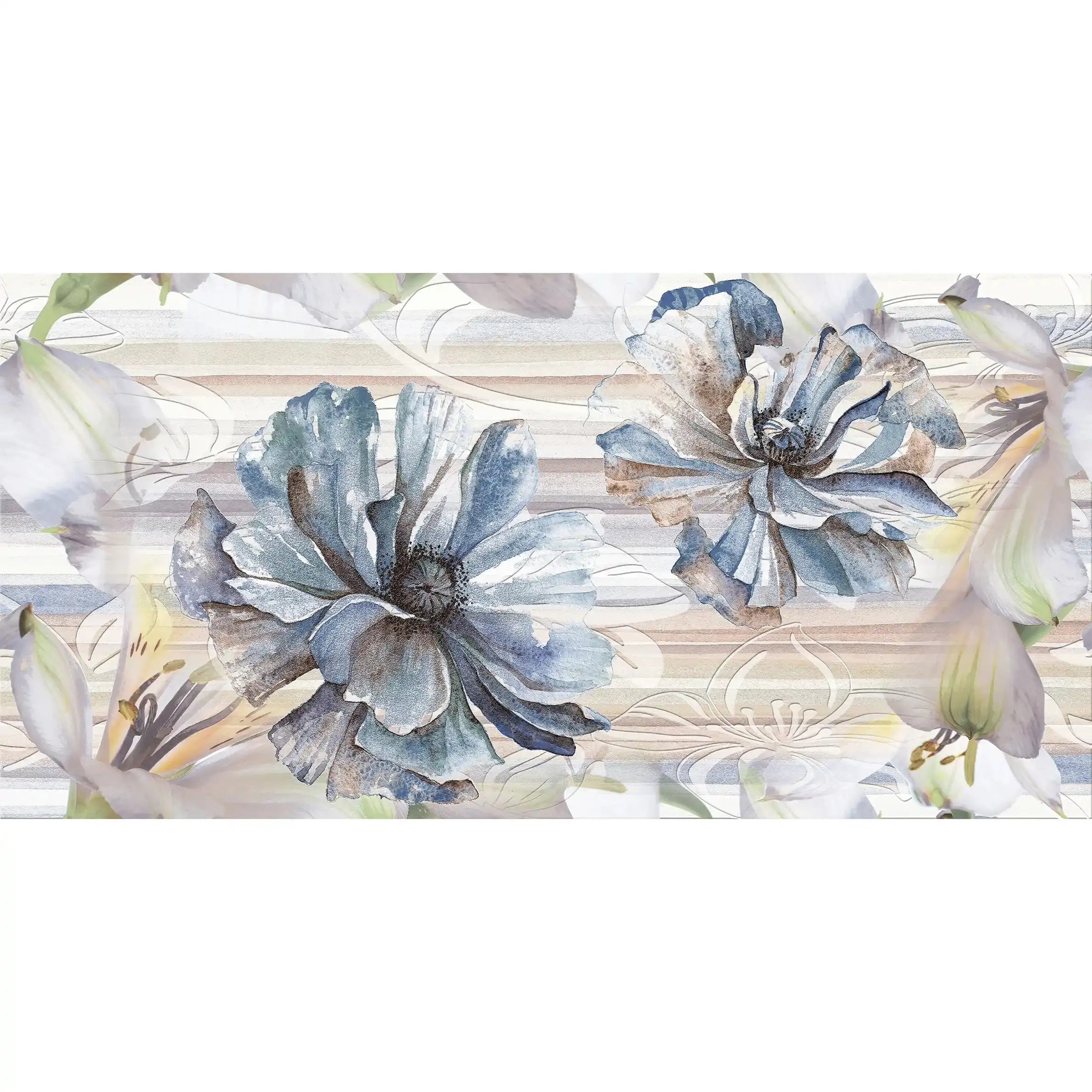 3011-A / Tropical Wallpaper - Watercolor Floral Pattern Peel and Stick Mural for Kitchen and Bathroom - Artevella