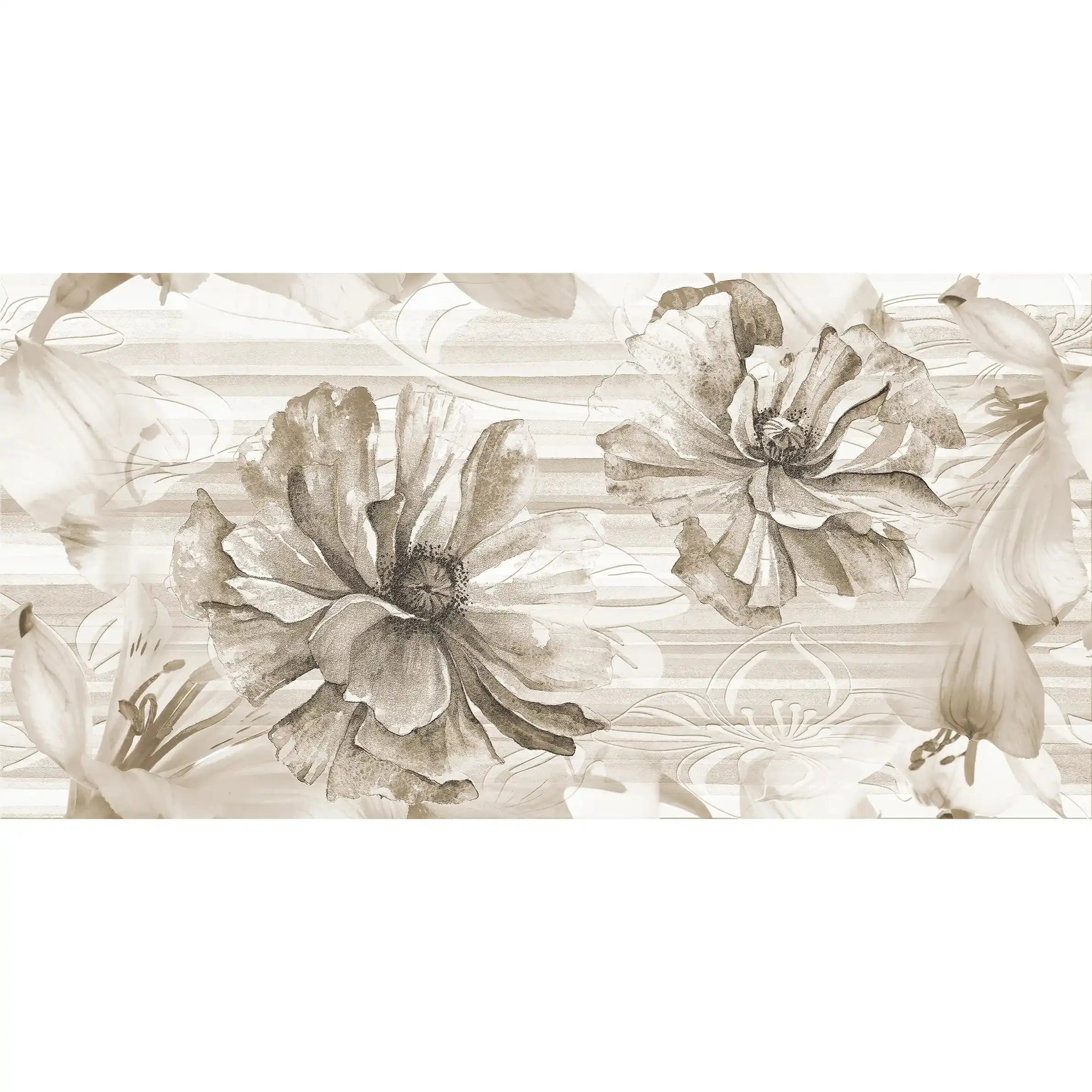 3011-C / Tropical Wallpaper - Watercolor Floral Pattern Peel and Stick Mural for Kitchen and Bathroom - Artevella