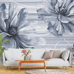 3011-D / Tropical Wallpaper - Watercolor Floral Pattern Peel and Stick Mural for Kitchen and Bathroom - Artevella