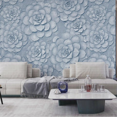 3012-B / Peel and Stick Wallpaper: ,Blue Rose and White Floral, Easy Install, Self Adhesive Wall Paper for Any Room - Artevella