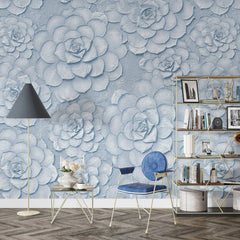 3012-B / Peel and Stick Wallpaper: ,Blue Rose and White Floral, Easy Install, Self Adhesive Wall Paper for Any Room - Artevella