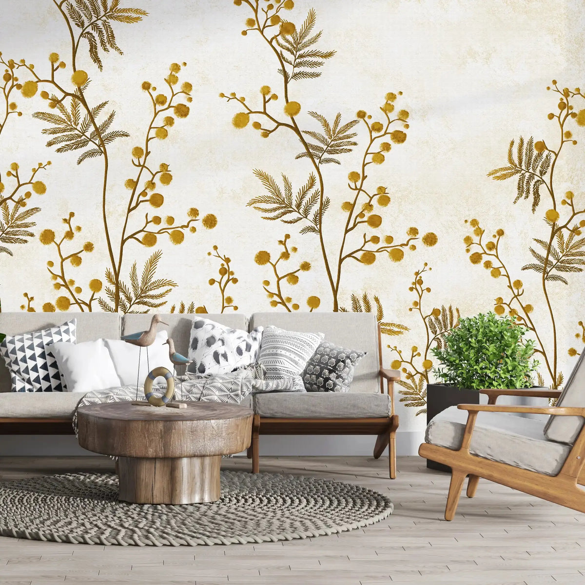 3016-D / Temporary Wallpaper: Floral Wall Mural with Easy Peel Off Design, Ideal for Accent Walls and Shelf Drawers - Artevella