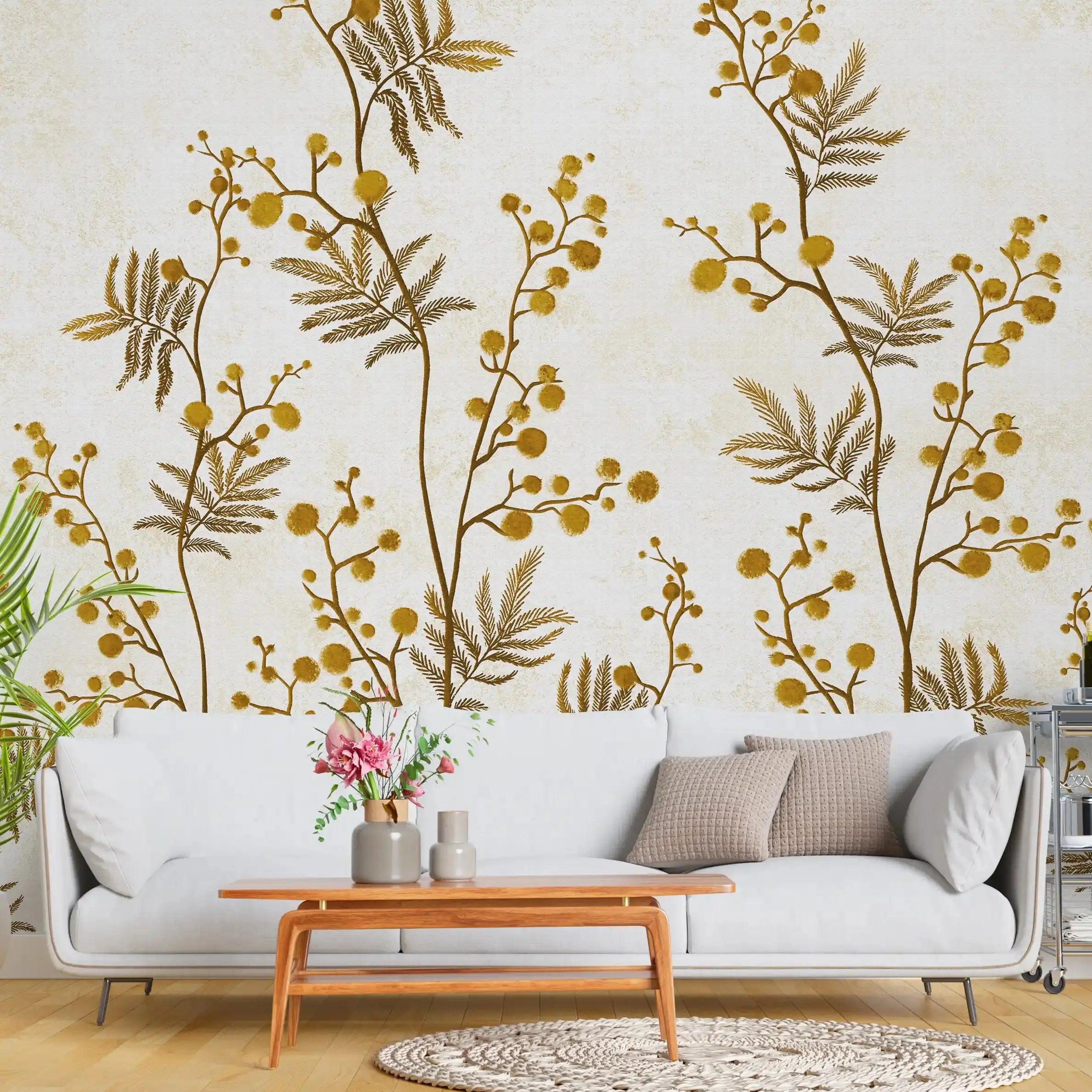 3016-D / Temporary Wallpaper: Floral Wall Mural with Easy Peel Off Design, Ideal for Accent Walls and Shelf Drawers - Artevella