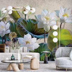 3019-A / Botanical Wallpaper: Self-Adhesive Lotus Blossom, Modern Room Decor for Easy Peel and Stick Installations - Artevella