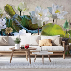 3019-A / Botanical Wallpaper: Self-Adhesive Lotus Blossom, Modern Room Decor for Easy Peel and Stick Installations - Artevella