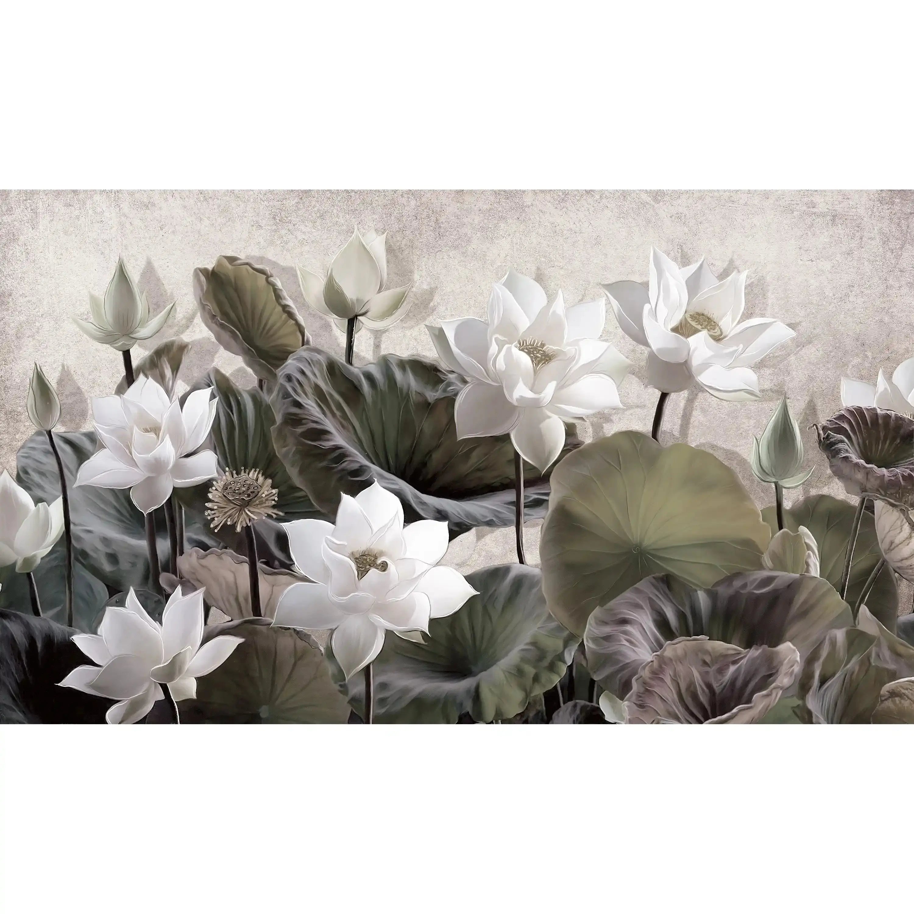 3019-B / Botanical Wallpaper: Self-Adhesive Lotus Blossom, Modern Room Decor for Easy Peel and Stick Installations - Artevella