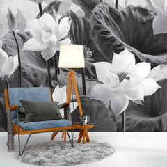 3019-E / Botanical Wallpaper: Self-Adhesive Lotus Blossom, Modern Room Decor for Easy Peel and Stick Installations - Artevella