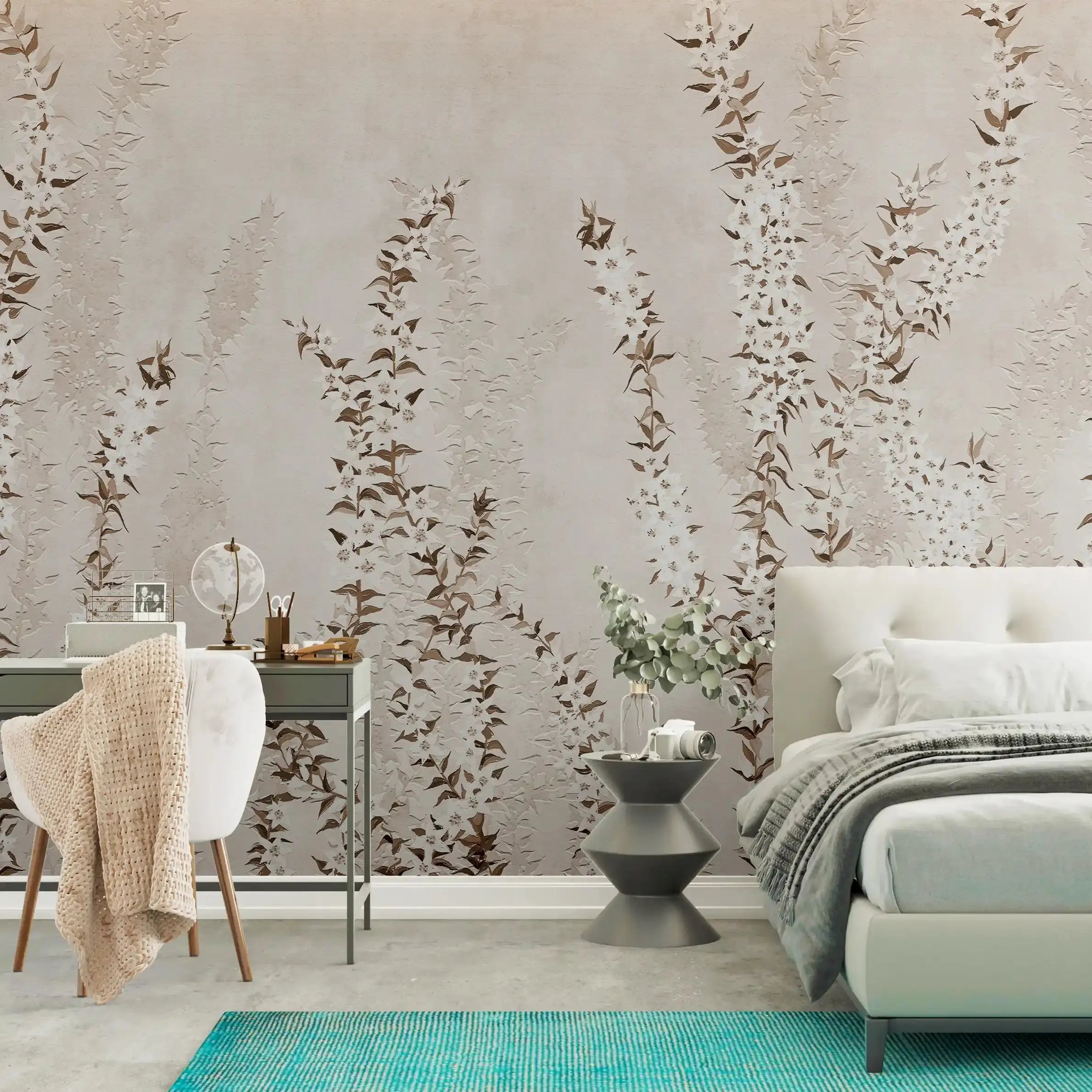 3023-A / Modern Beige Paisley Wallpaper, Adhesive Peel and Stick, Temporary Wallpaper for Home Decor - Artevella