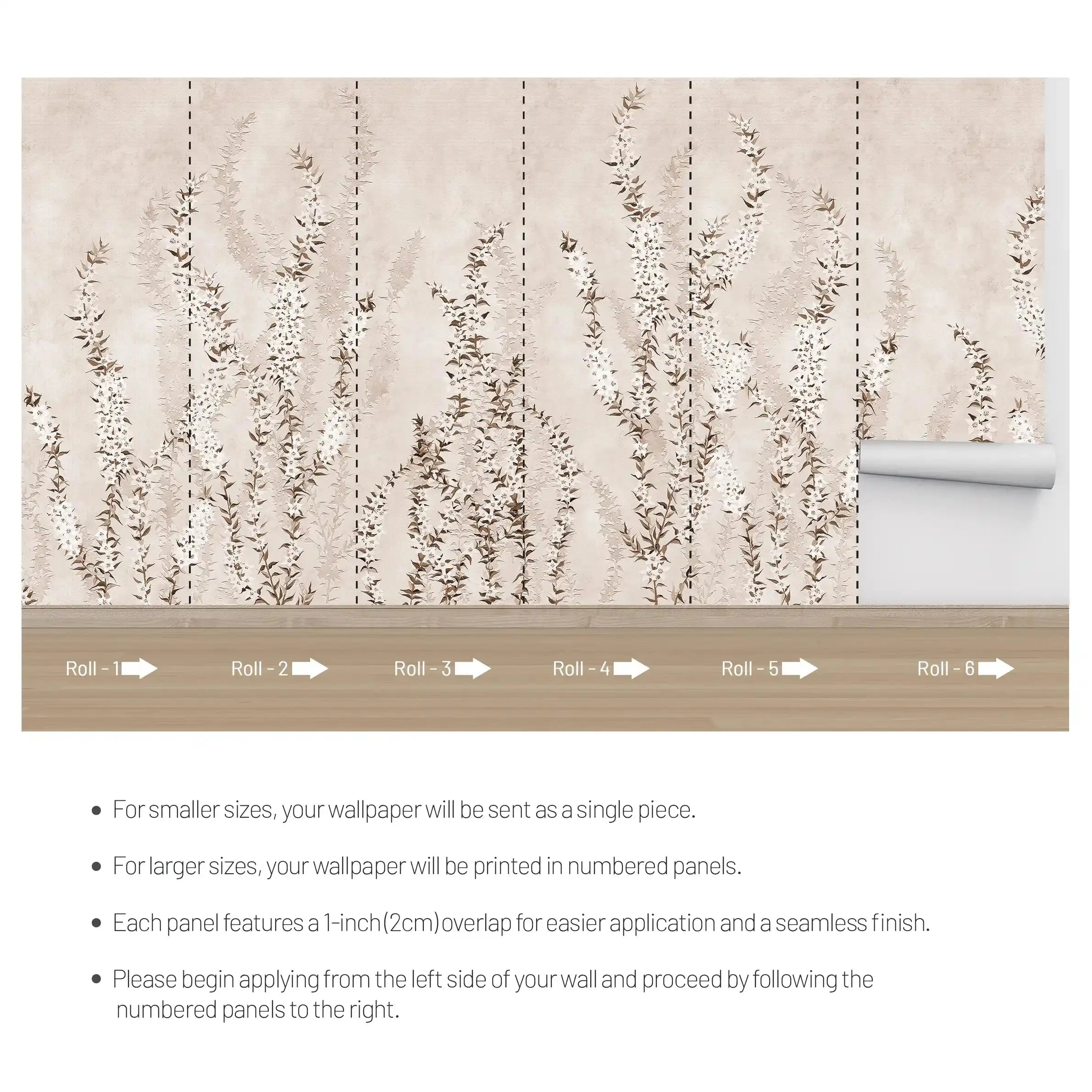 3023-A / Modern Beige Paisley Wallpaper, Adhesive Peel and Stick, Temporary Wallpaper for Home Decor - Artevella