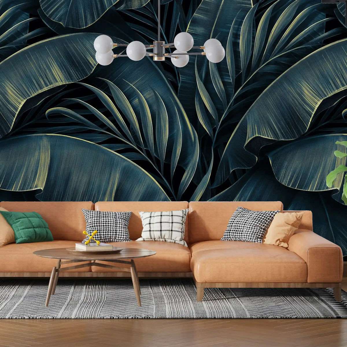 3026-A / Tropical Jungle Leaves Wallpaper, Peel and Stick Mural, Ideal for Bathroom, Bedroom, and Kitchen - Artevella