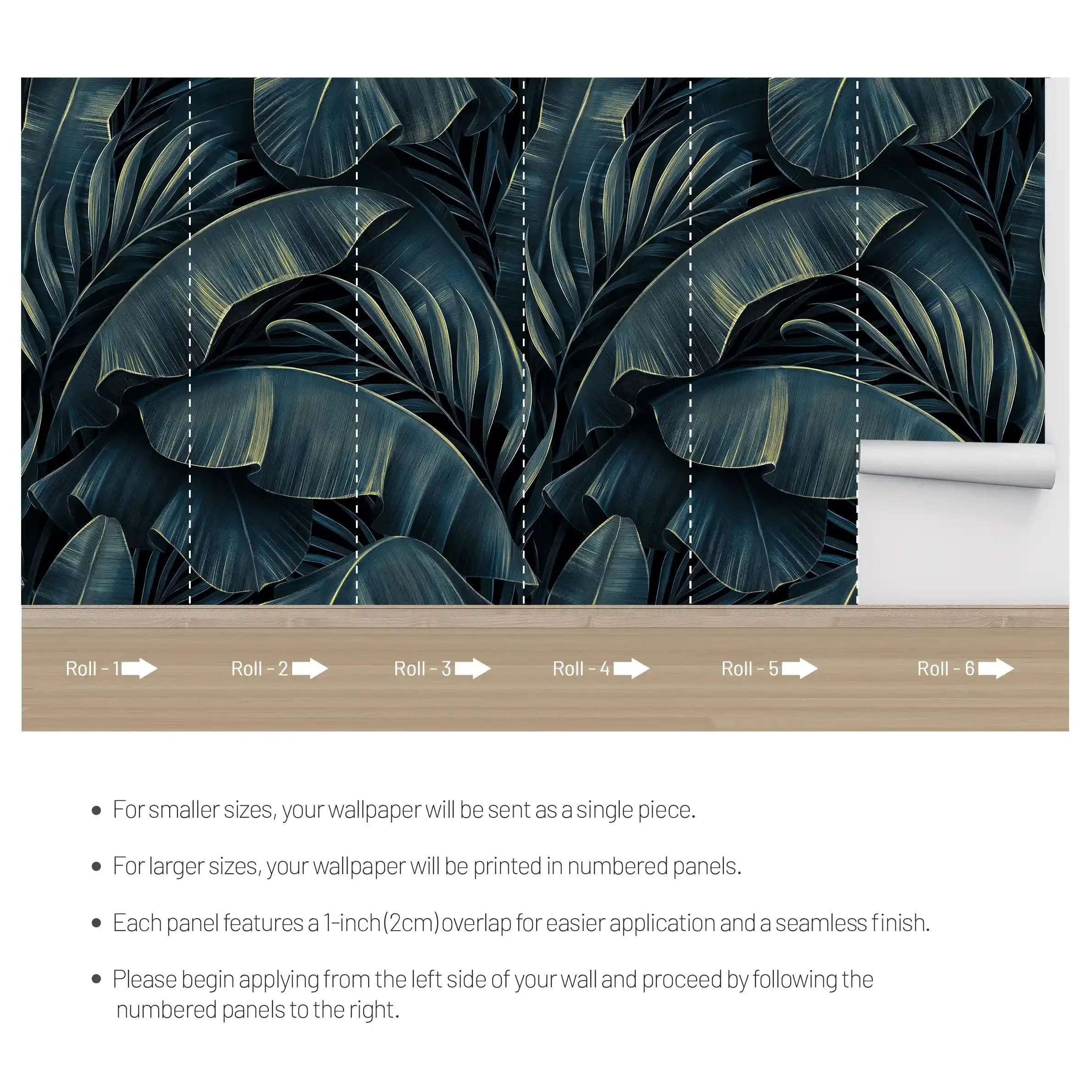 3026-A / Tropical Jungle Leaves Wallpaper, Peel and Stick Mural, Ideal for Bathroom, Bedroom, and Kitchen - Artevella