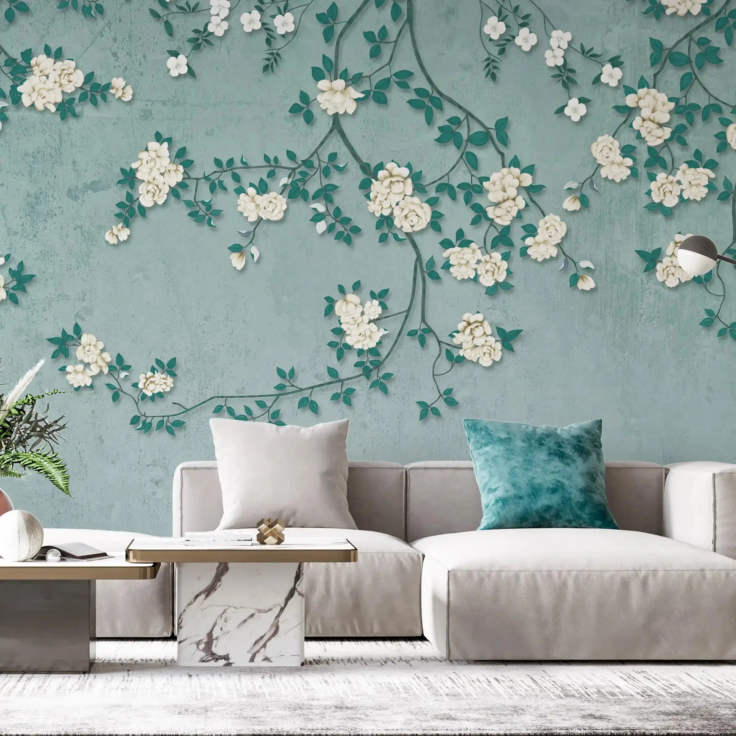 3028-A / Chinese Style Floral Peel and Stick Wallpaper: Easy Install, Adhesive Mural for Walls - Artevella