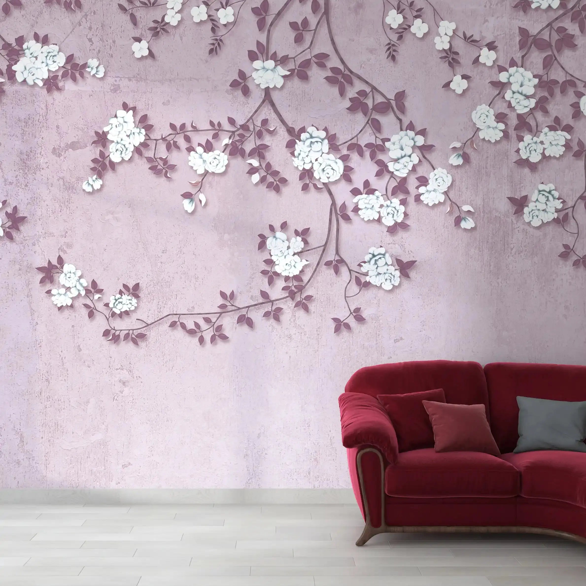 3028-C / Chinese Style Floral Peel and Stick Wallpaper: Easy Install, Adhesive Mural for Walls - Artevella