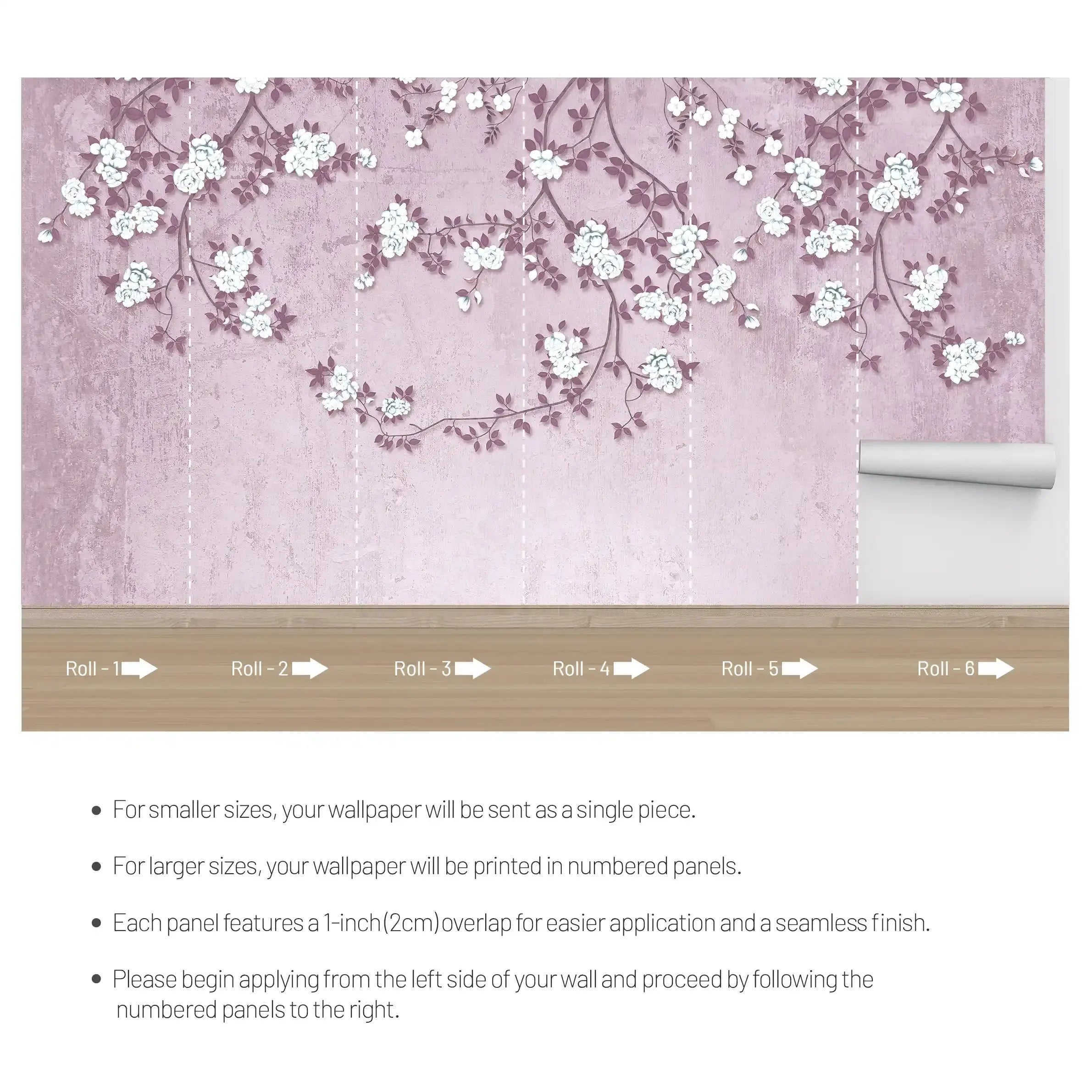 3028-C / Chinese Style Floral Peel and Stick Wallpaper: Easy Install, Adhesive Mural for Walls - Artevella