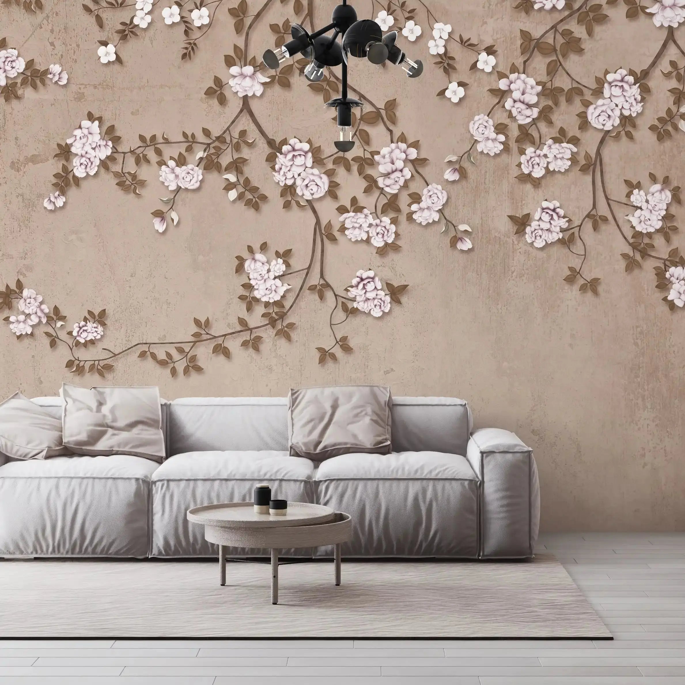 3028-D / Chinese Style Floral Peel and Stick Wallpaper: Easy Install, Adhesive Mural for Walls - Artevella