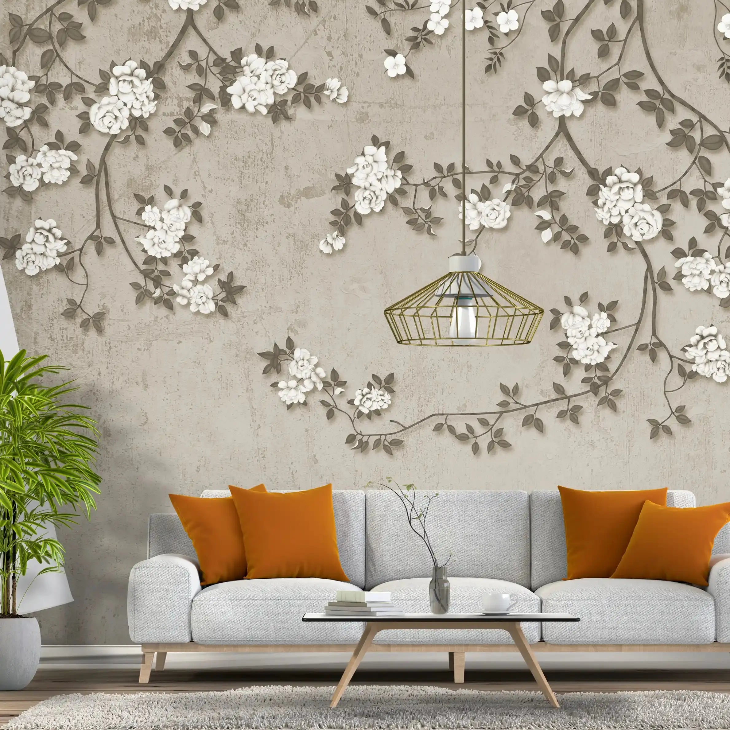 3028-F / Chinese Style Floral Peel and Stick Wallpaper: Easy Install, Adhesive Mural for Walls - Artevella