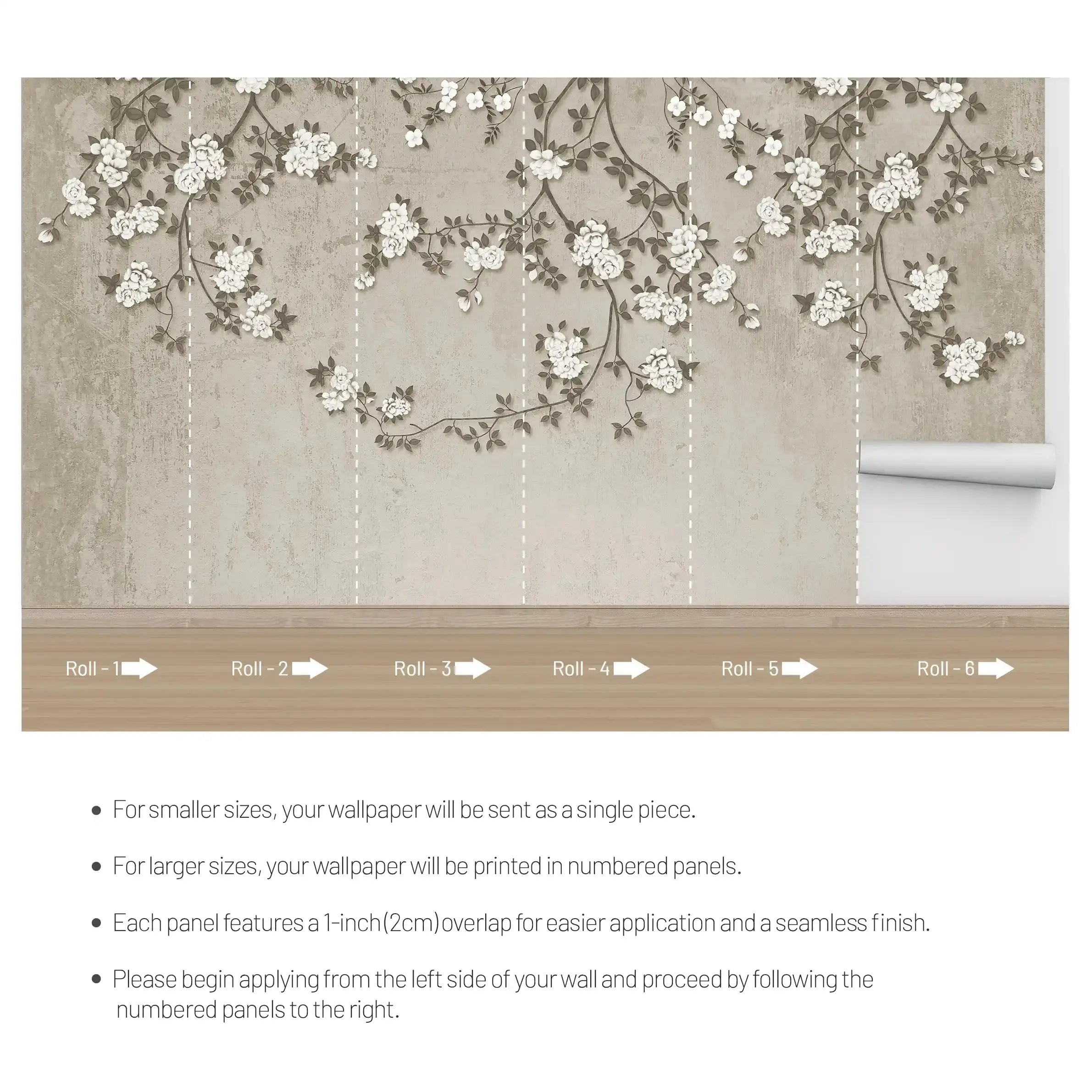 3028-F / Chinese Style Floral Peel and Stick Wallpaper: Easy Install, Adhesive Mural for Walls - Artevella