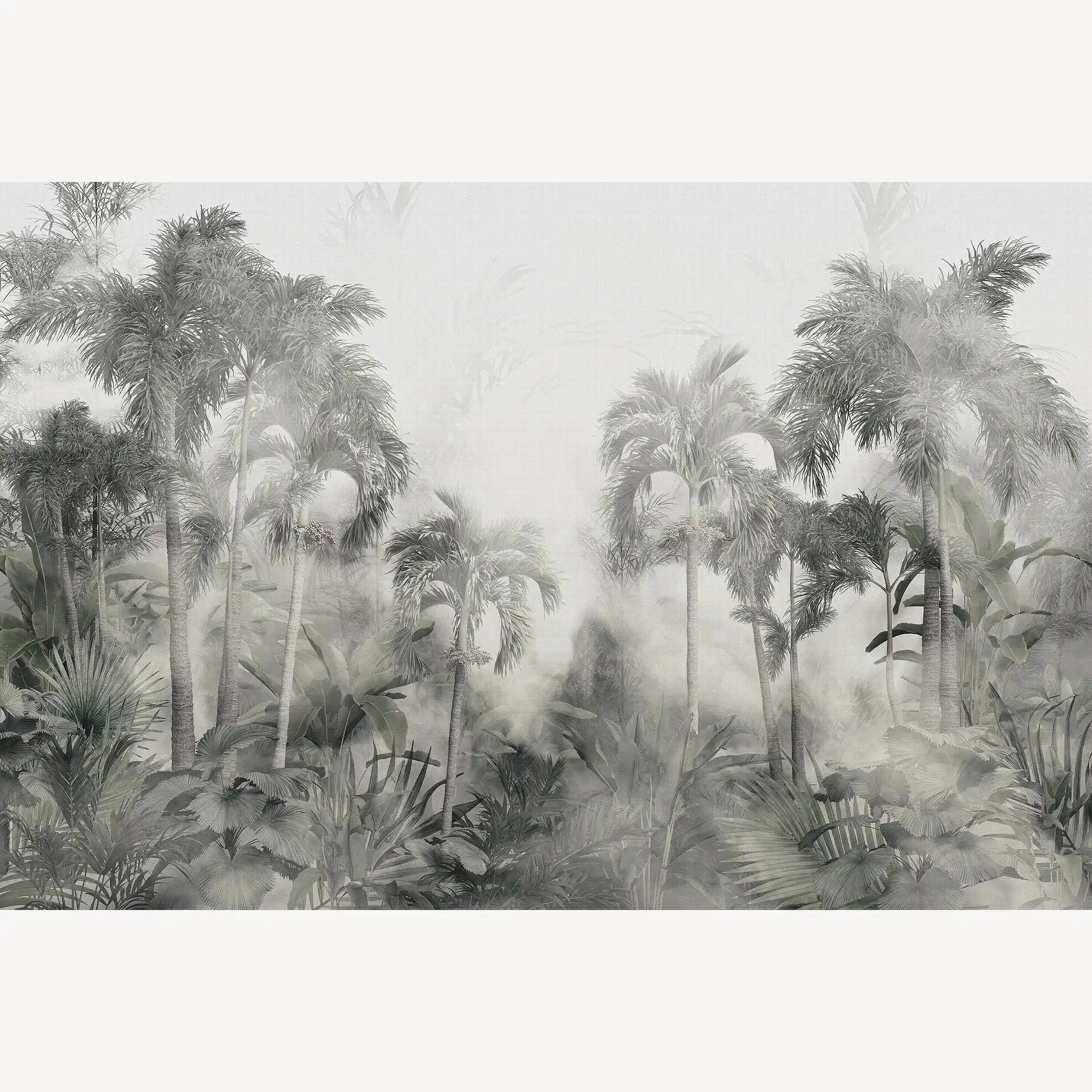 3029-A / Temporary Wallpaper: Tropical Jungle in Foggy Watercolor, Peel and Stick for Renters and DIY Deco - Artevella