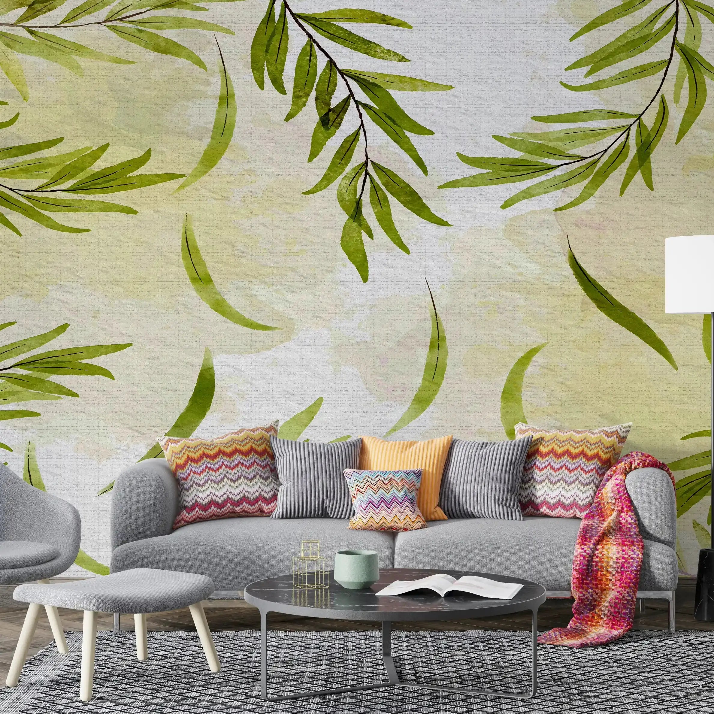 3032-D / Floral Peel and Stick Wallpaper: Modern Boho Decor with Watercolor Branches Design, Ideal for Temporary or Renters Wallpaper - Artevella