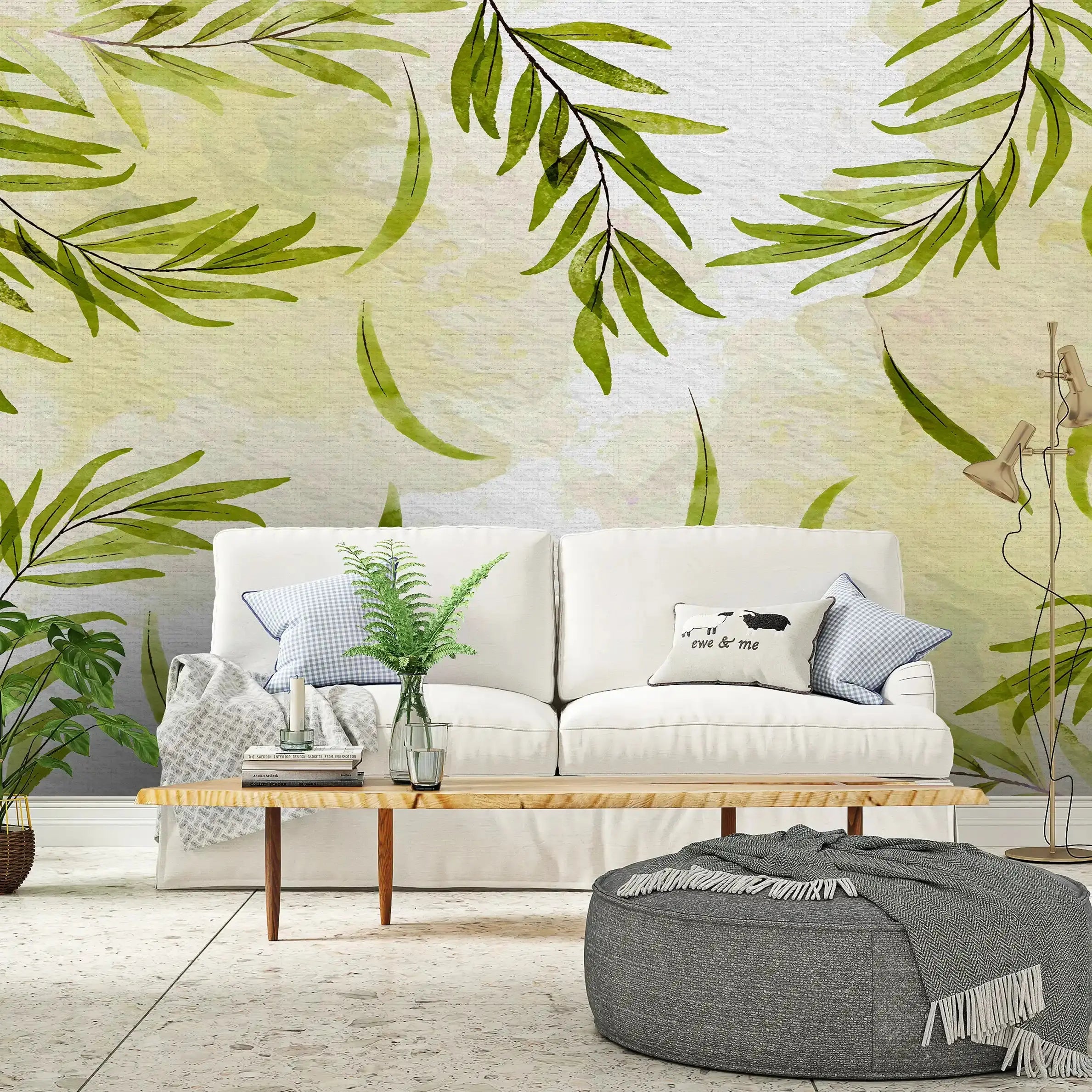 3032-D / Floral Peel and Stick Wallpaper: Modern Boho Decor with Watercolor Branches Design, Ideal for Temporary or Renters Wallpaper - Artevella