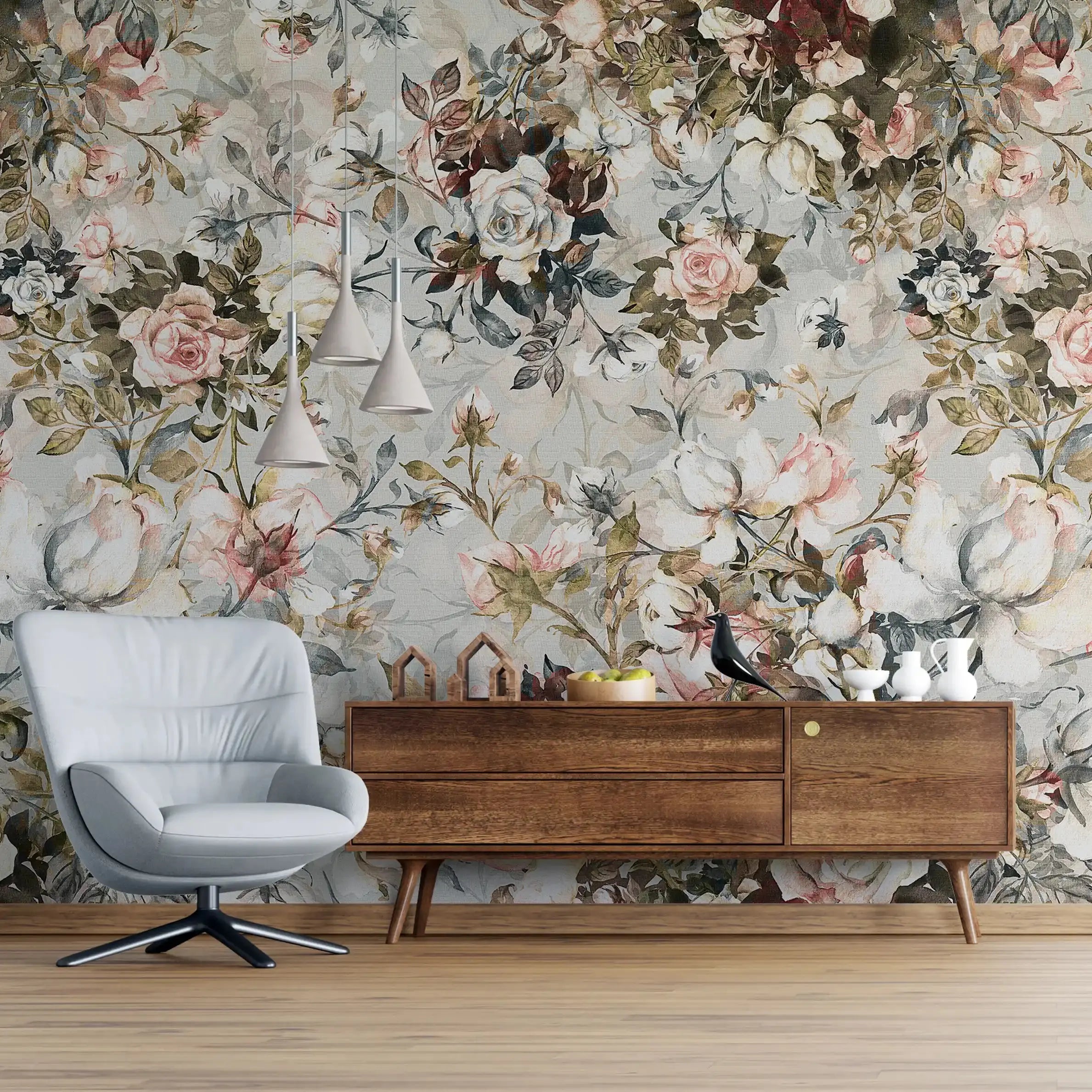 3043-A / Pink Floral Self-Adhesive Wallpaper: Easy Peel and Stick Wall Mural, Modern Room Decor, Bathroom, and Kitchen - Artevella