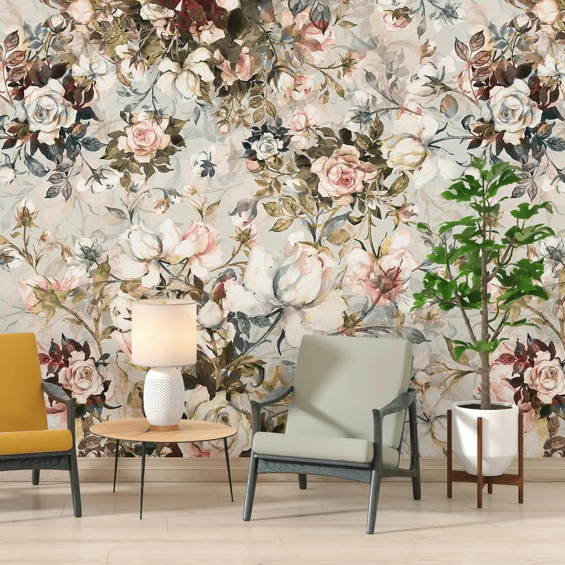 3043-A / Pink Floral Self-Adhesive Wallpaper: Easy Peel and Stick Wall Mural, Modern Room Decor, Bathroom, and Kitchen - Artevella