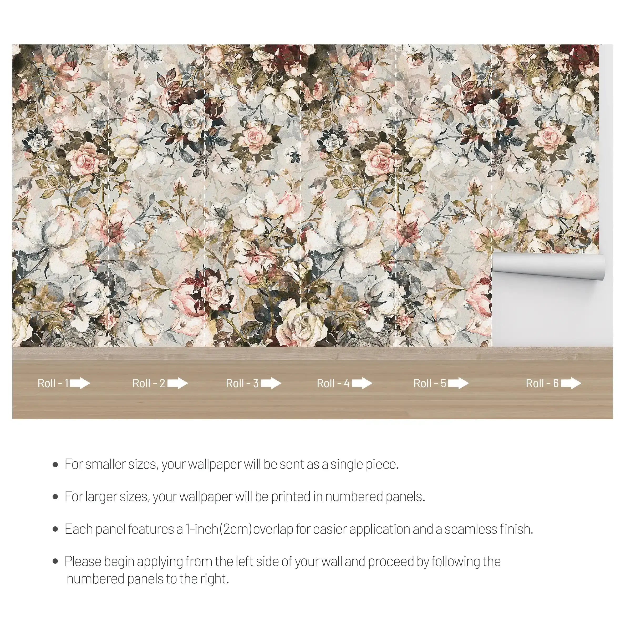 3043-A / Pink Floral Self-Adhesive Wallpaper: Easy Peel and Stick Wall Mural, Modern Room Decor, Bathroom, and Kitchen - Artevella