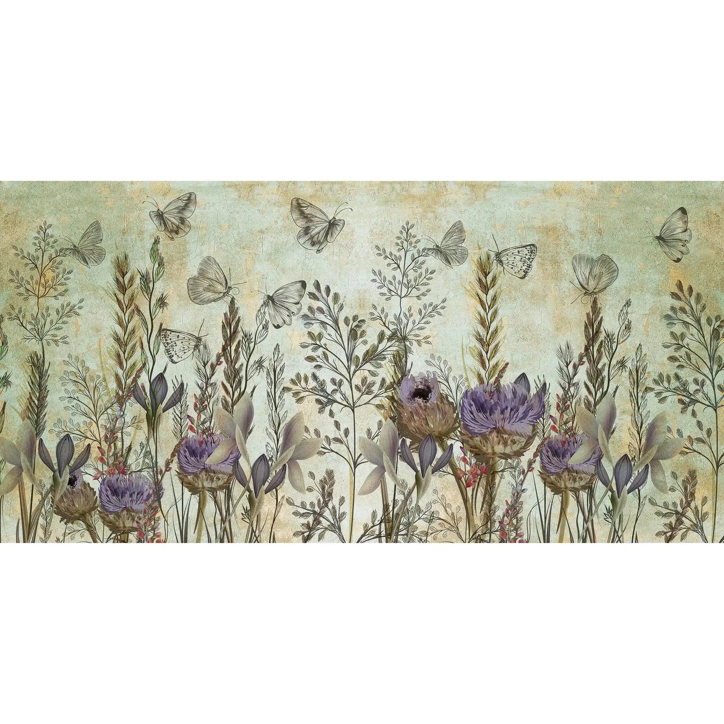 3044-A / Modern Tropical Wallpaper - Peel and Stick, Removable Botanical Design with Muted Whimsy Flowers, Ideal for Bedroom, Bathroom & Kitchen Wall Decor - Artevella