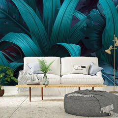 3049-C / Turquoise Jungle Peel and Stick Mural - Temporary Wallpaper, Tropical Rainforest, Easy Install Wallpaper for Wall Decor, DIY Decor, and Room Decor - Artevella