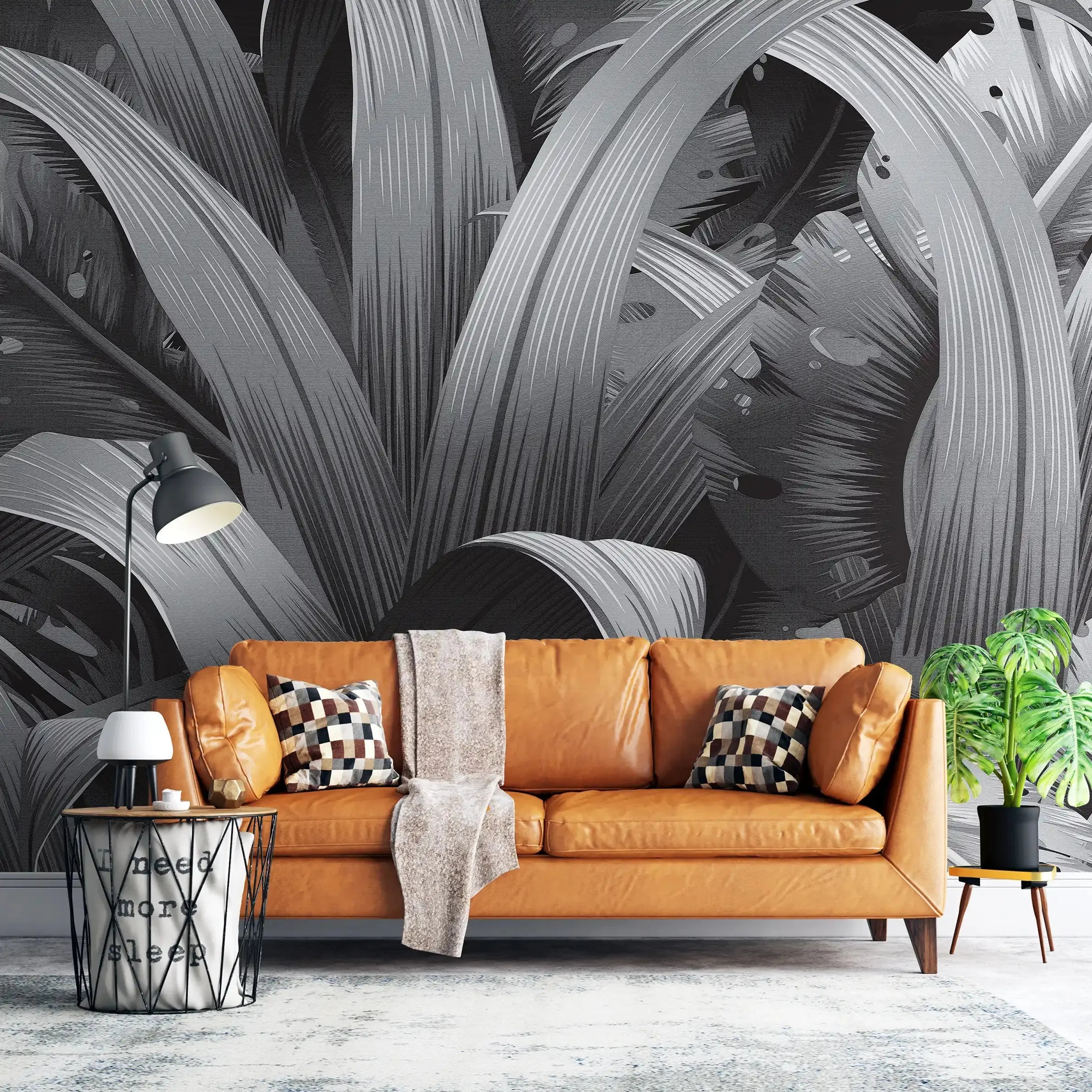 3049-E / Grey Jungle Peel and Stick Mural - Temporary Wallpaper, Tropical Rainforest, Easy Install Wallpaper for Wall Decor, DIY Decor, and Room Decor - Artevella