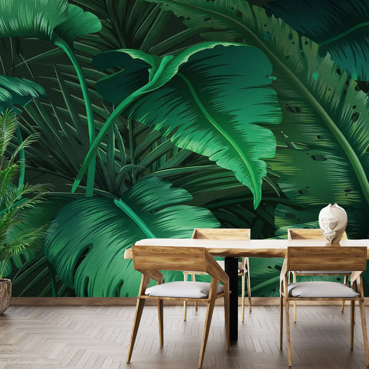 3050-A / Botanical Adhesive Wallpaper: Jungle Leaf Design, Easy Peel and Stick for Walls & Murals - Artevella