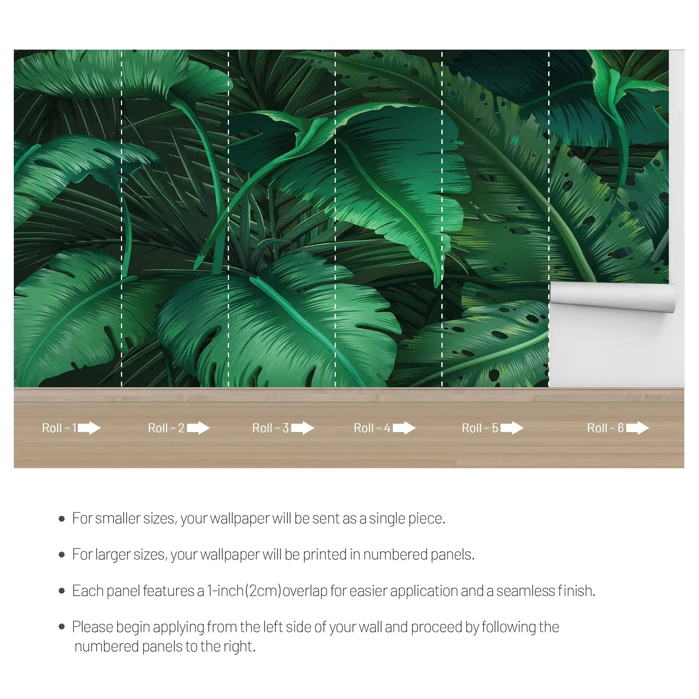 3050-A / Botanical Adhesive Wallpaper: Jungle Leaf Design, Easy Peel and Stick for Walls & Murals - Artevella