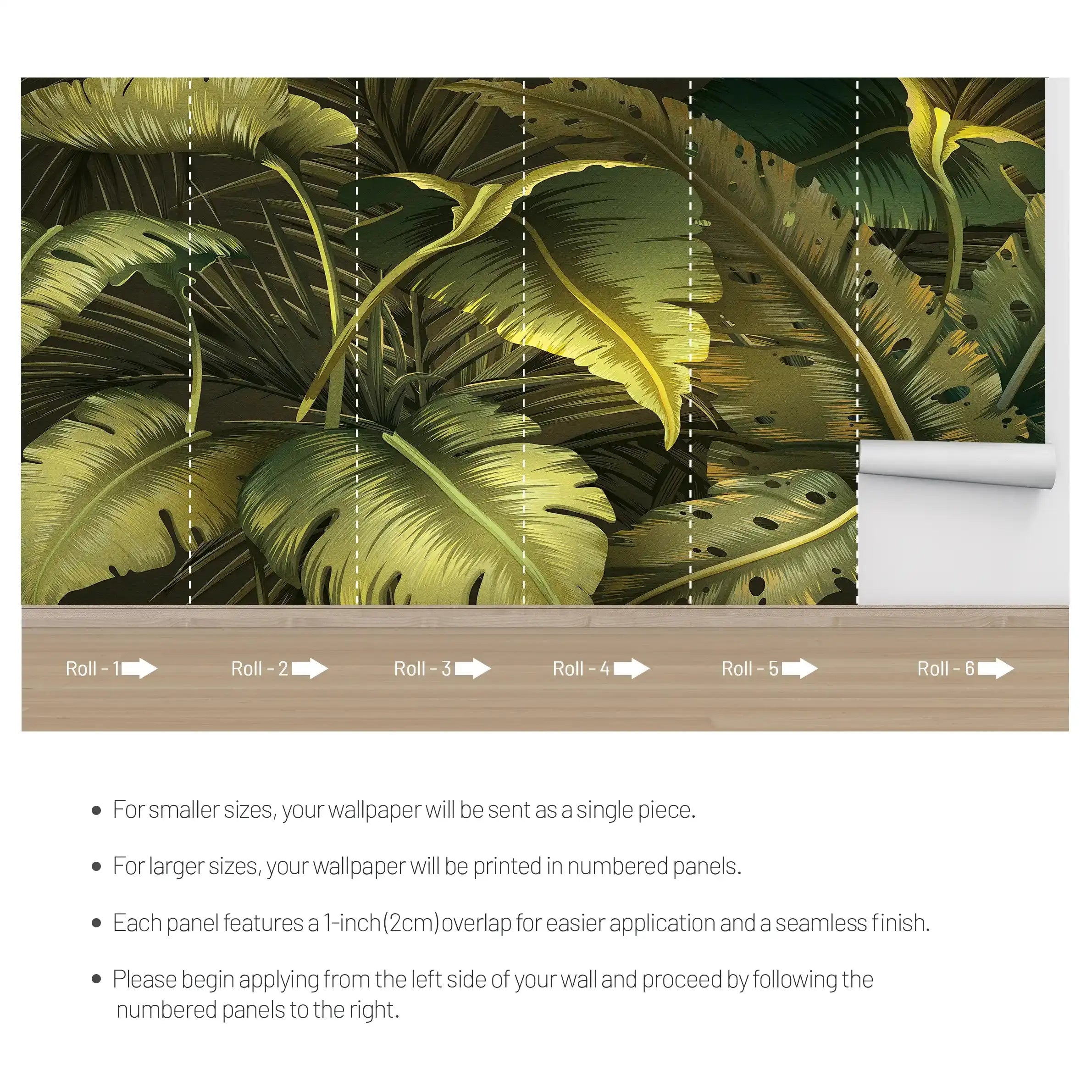 3050-B / Botanical Adhesive Wallpaper: Jungle Leaf Design, Easy Peel and Stick for Walls & Murals - Artevella