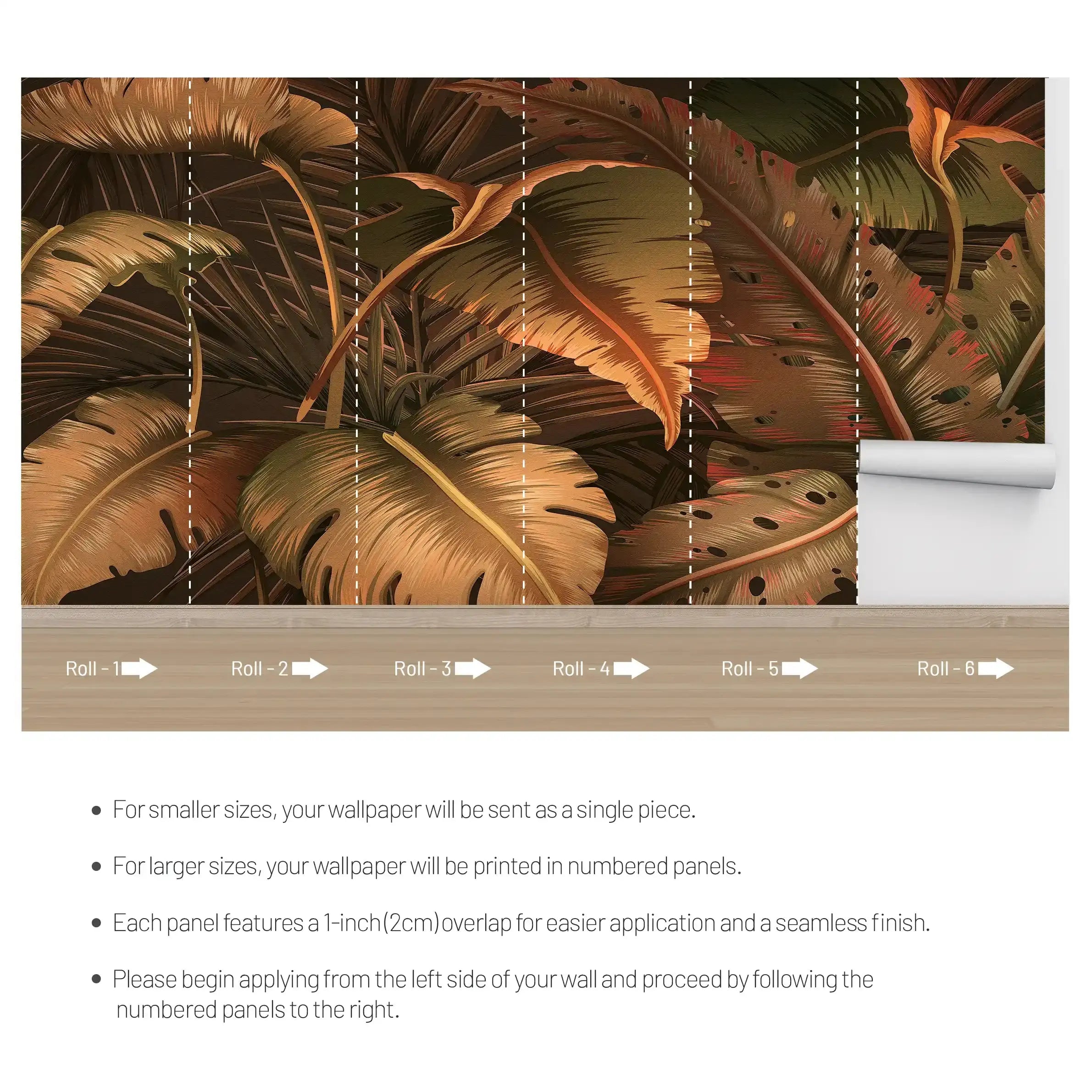 3050-C / Botanical Adhesive Wallpaper: Jungle Leaf Design, Easy Peel and Stick for Walls & Murals - Artevella