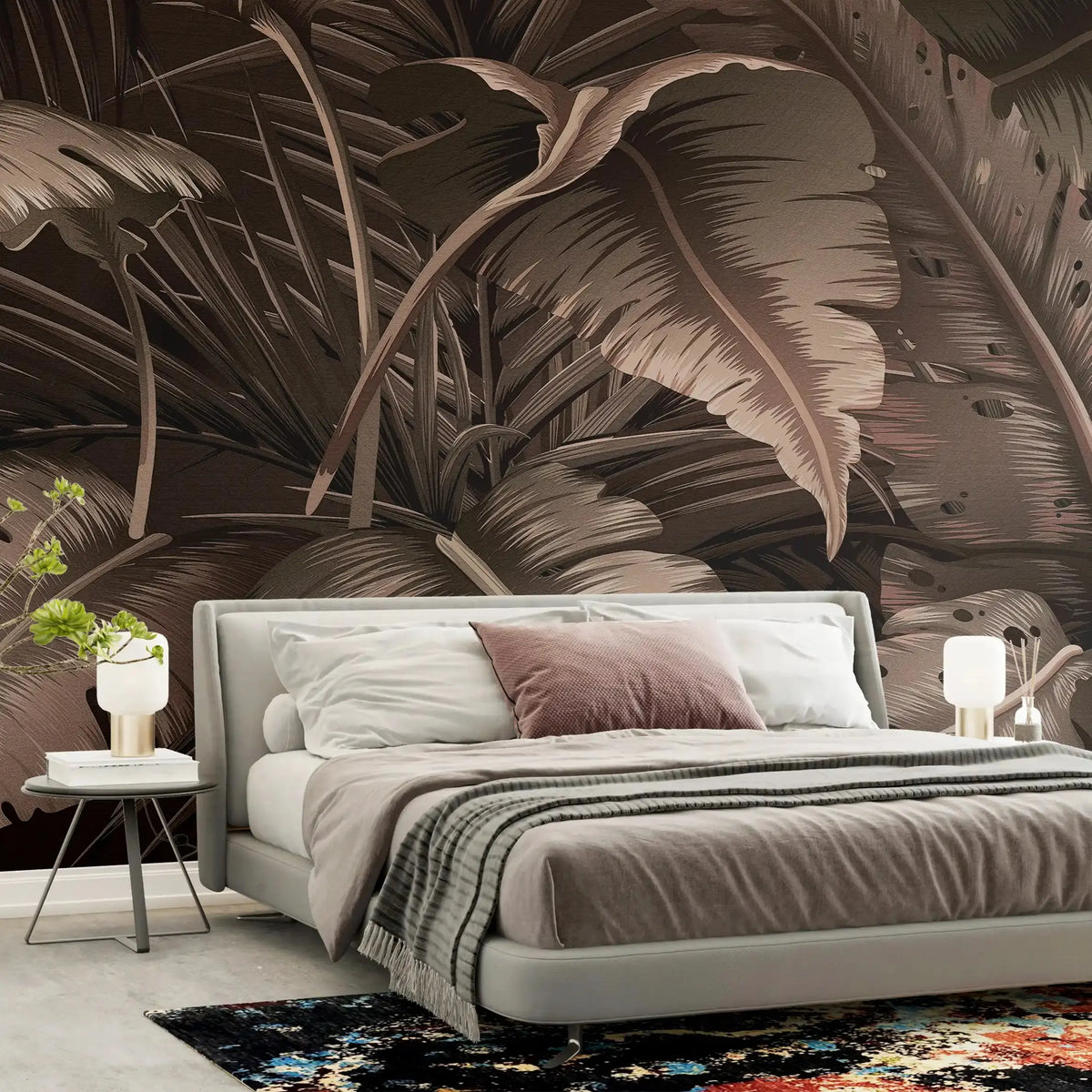 3050-F / Botanical Adhesive Wallpaper: Jungle Leaf Design, Easy Peel and Stick for Walls & Murals - Artevella