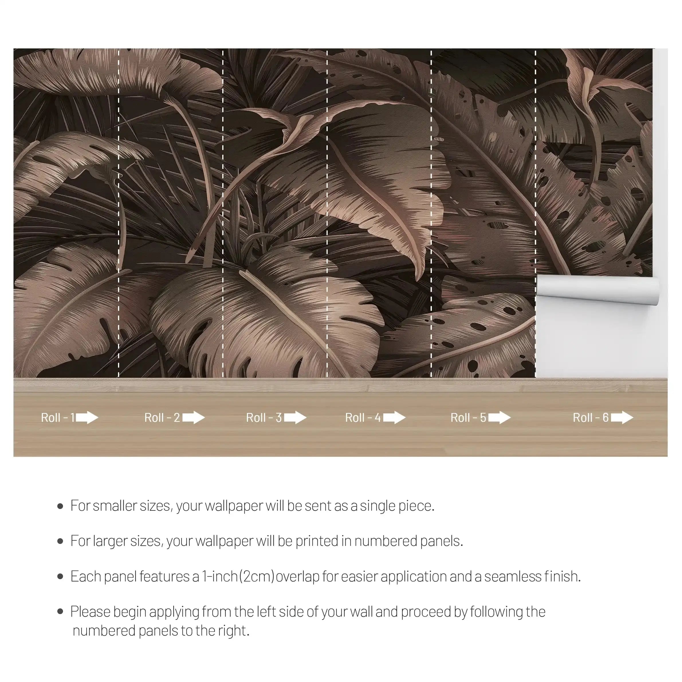 3050-F / Botanical Adhesive Wallpaper: Jungle Leaf Design, Easy Peel and Stick for Walls & Murals - Artevella