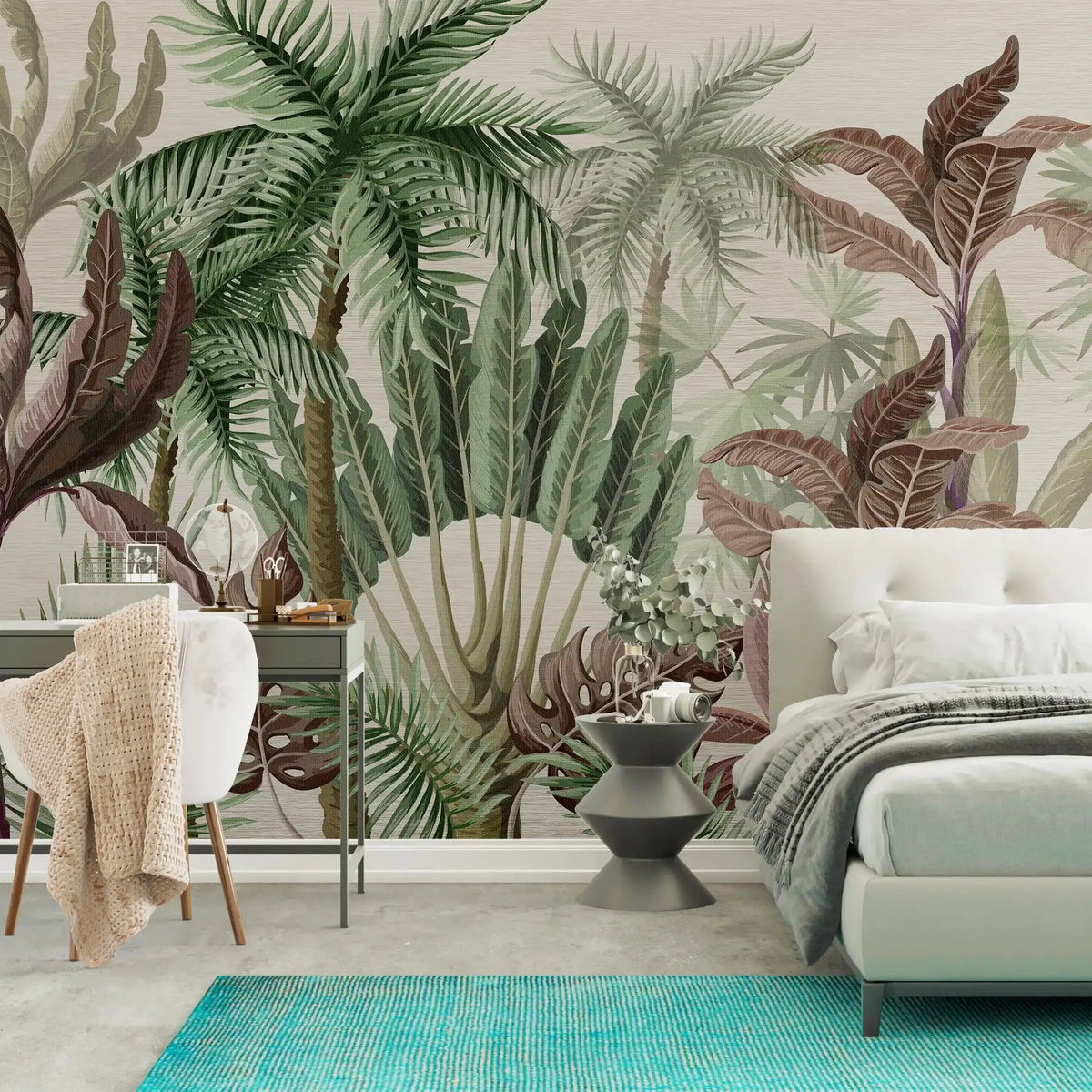 3051-A / Palm Rainforest Wallpaper - Tropical Jungle Peel and Stick Wall Mural for Modern Home Decor - Artevella