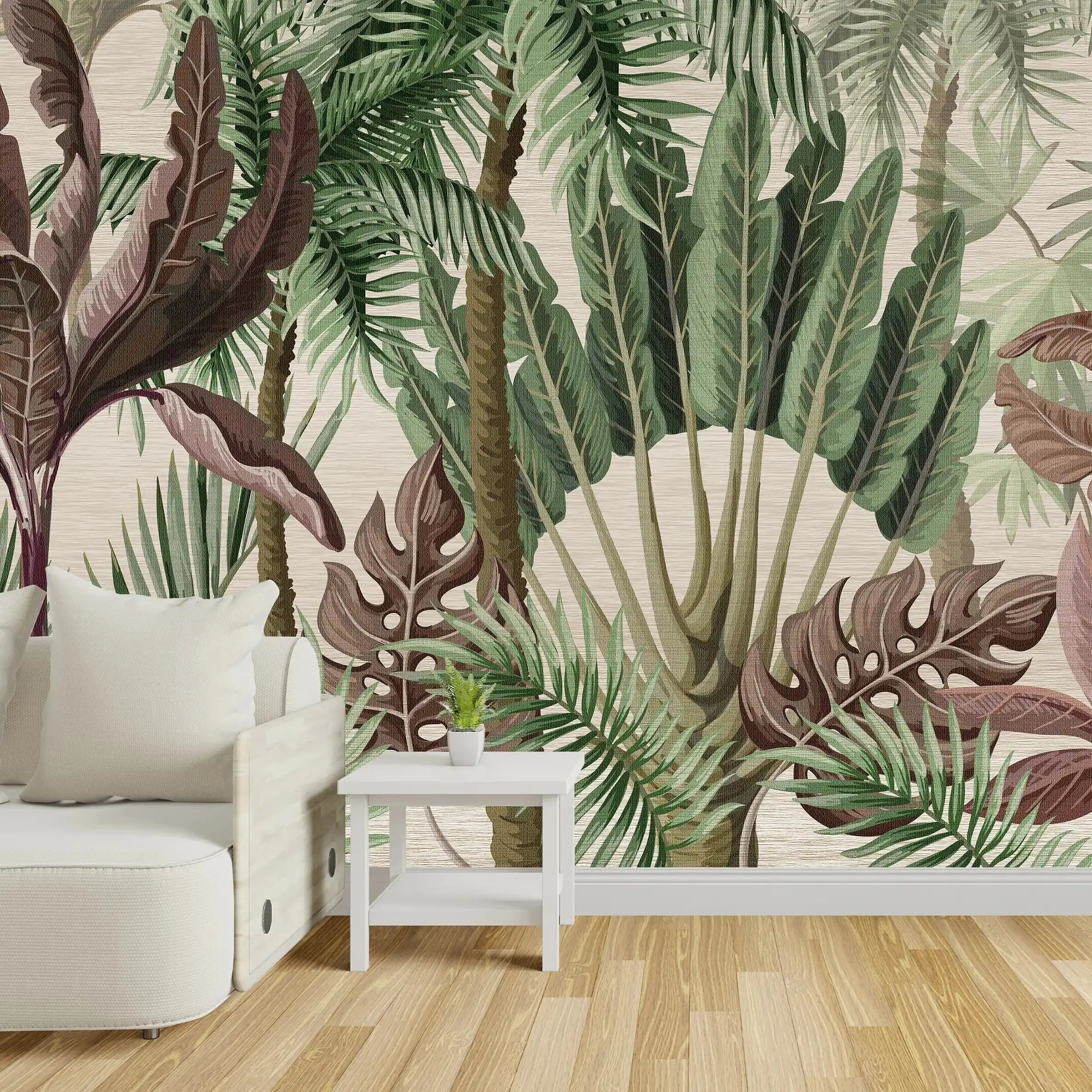 3051-A / Palm Rainforest Wallpaper - Tropical Jungle Peel and Stick Wall Mural for Modern Home Decor - Artevella