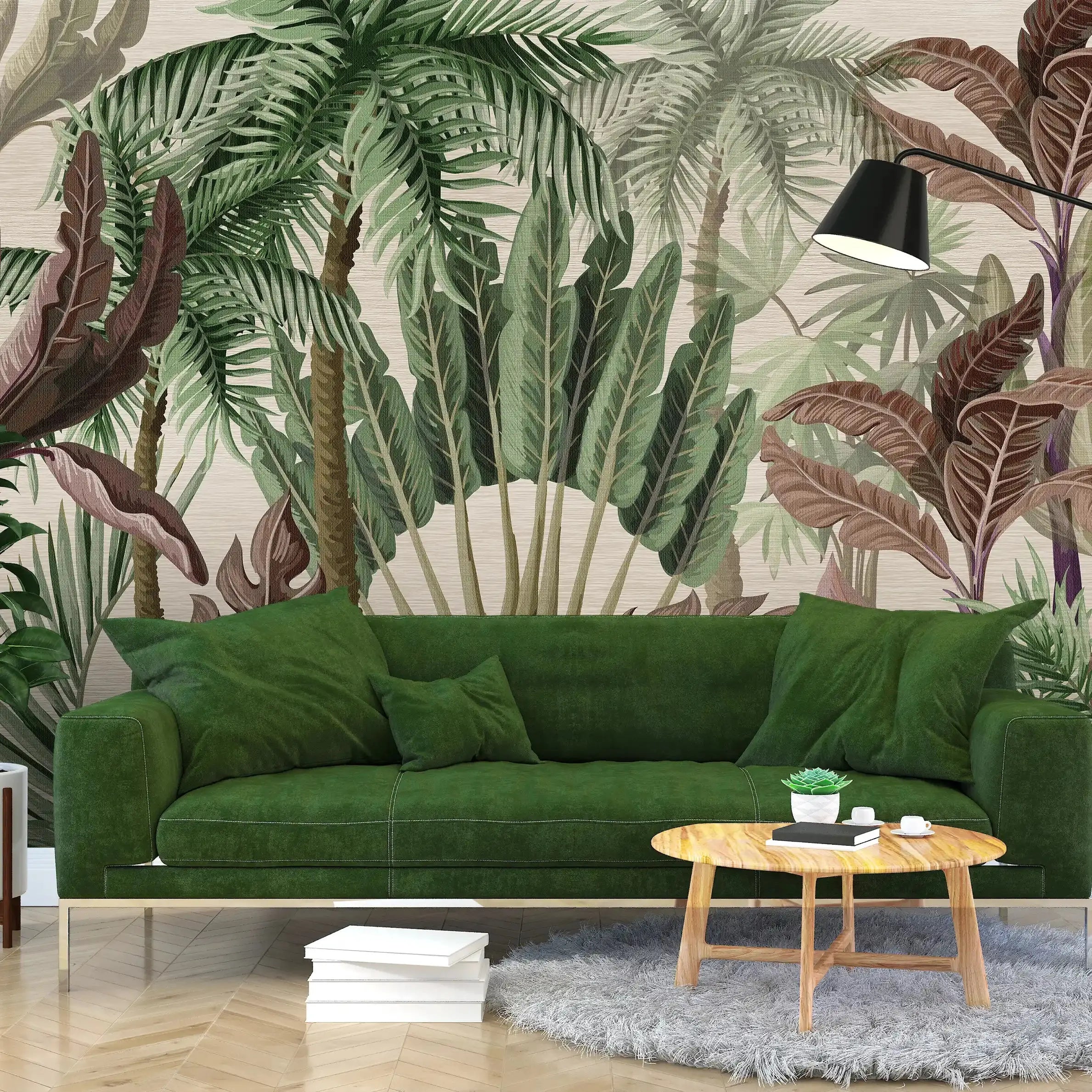 3051-A / Palm Rainforest Wallpaper - Tropical Jungle Peel and Stick Wall Mural for Modern Home Decor - Artevella