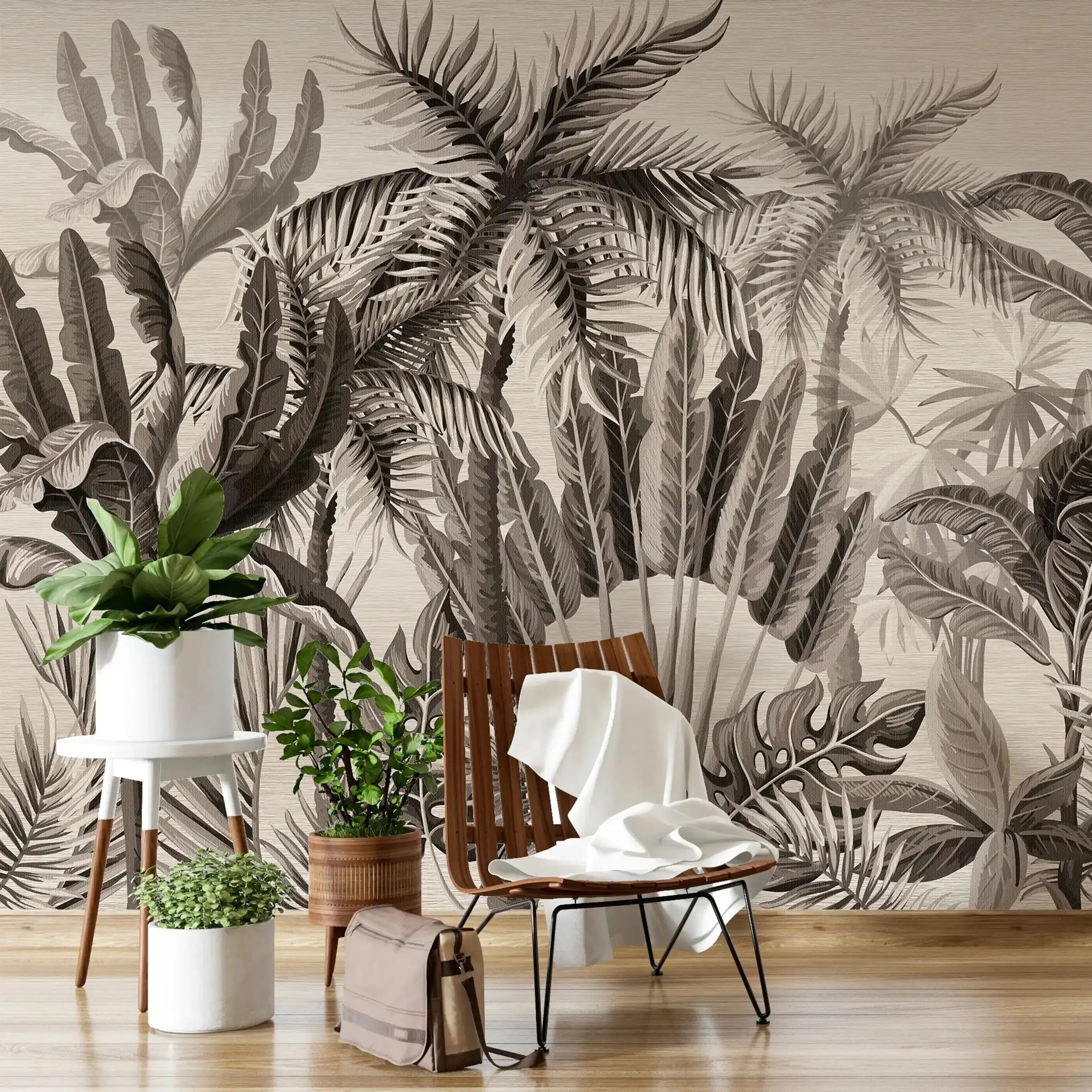 3051-D / Palm Rainforest Wallpaper - Tropical Jungle Peel and Stick Wall Mural for Modern Home Decor - Artevella