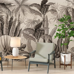 3051-D / Palm Rainforest Wallpaper - Tropical Jungle Peel and Stick Wall Mural for Modern Home Decor - Artevella